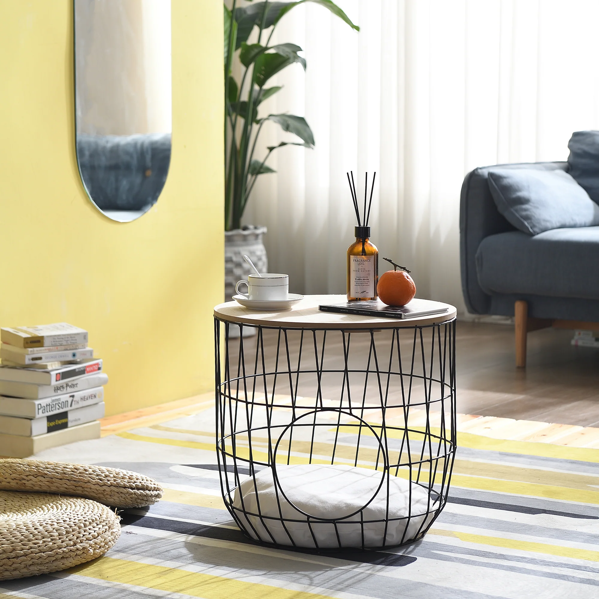 Mau Side Table/Indoor Cat House with Cushion (Black) - Image 3