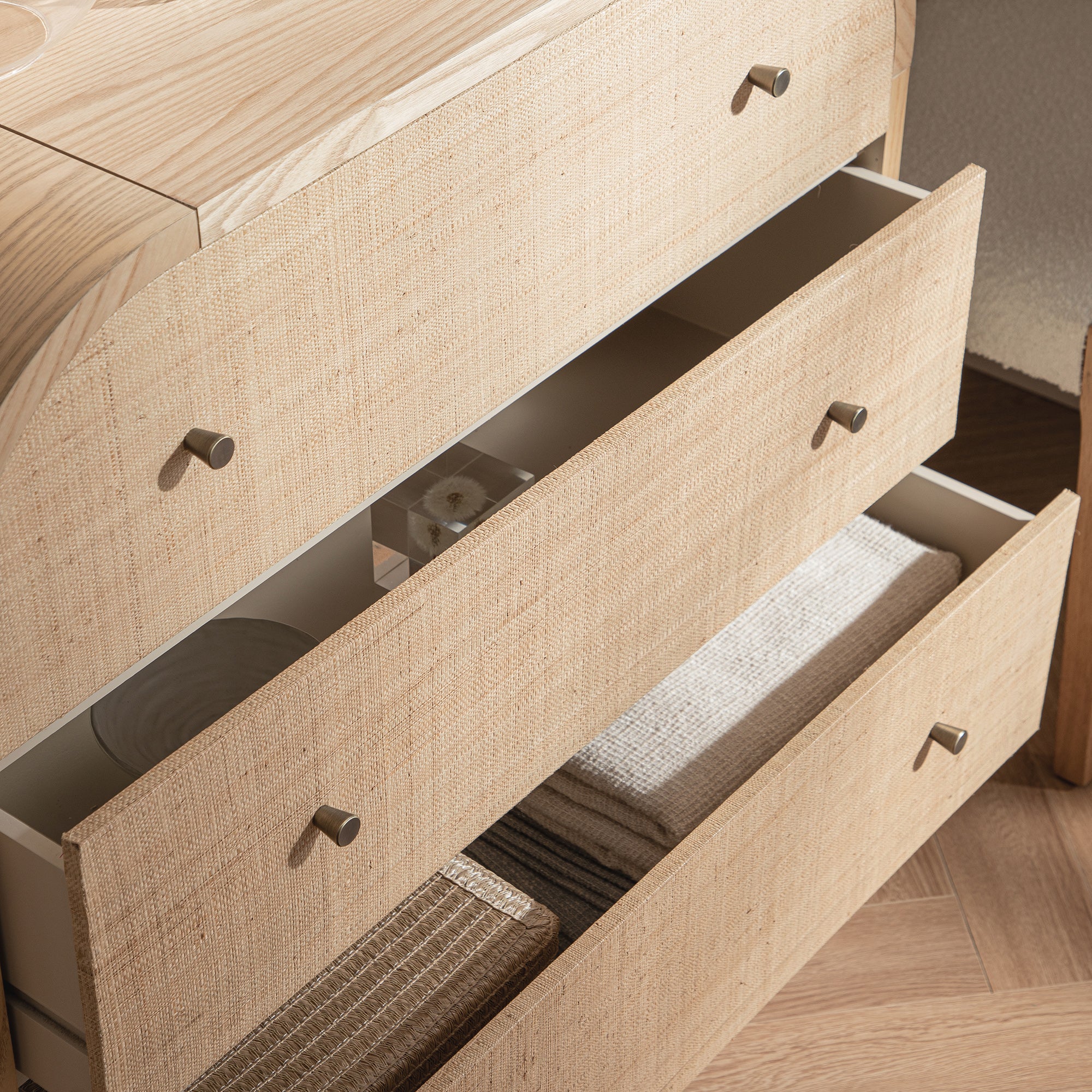 Maude Chest of 3 Drawers, Natural Ash with Raffia - Image 5