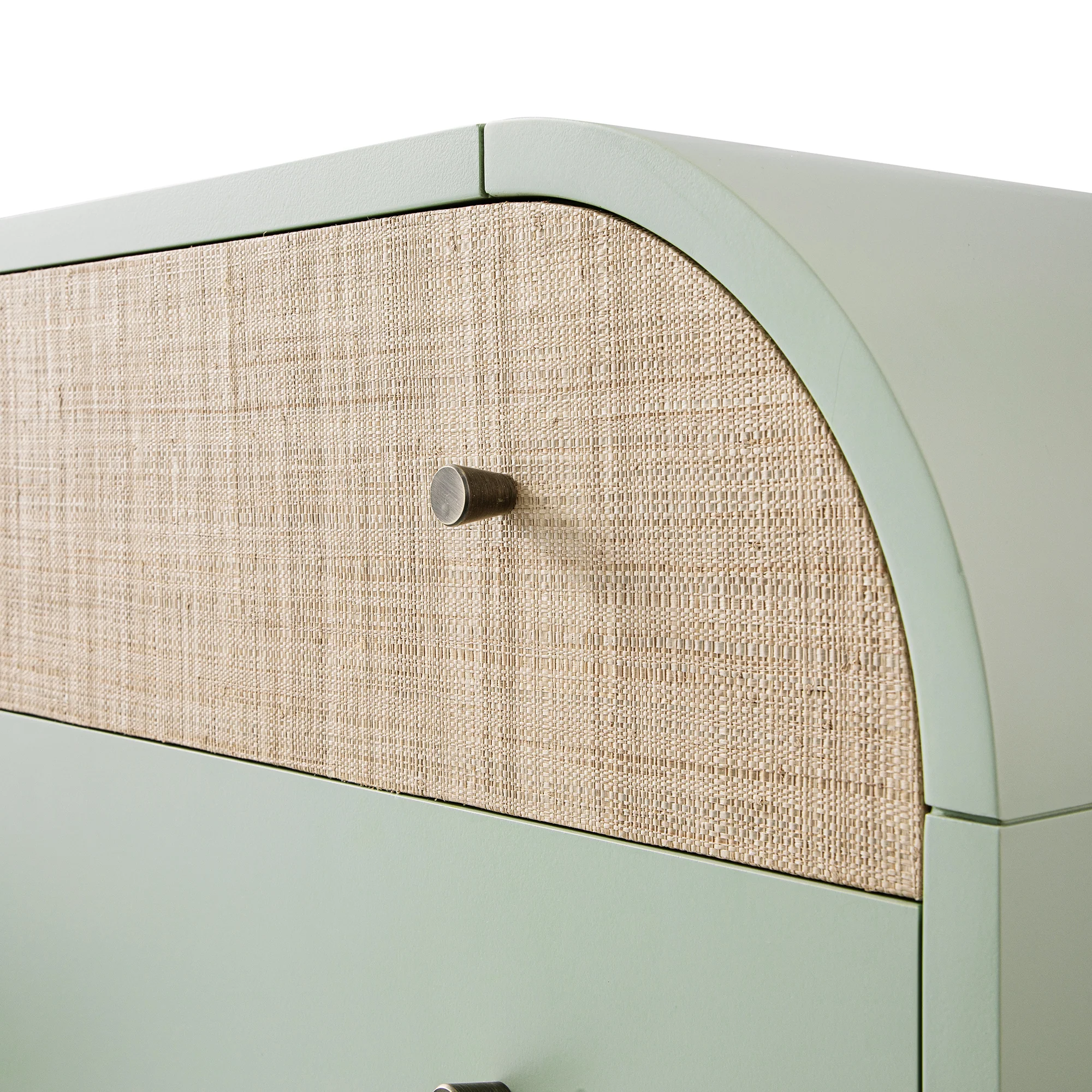Maude Chest of 6 Drawers, Muted Pistachio Ash with Raffia - Image 15