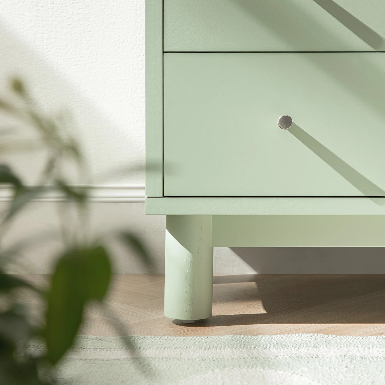 Maude Chest of 6 Drawers, Muted Pistachio Ash with Raffia - Image 6