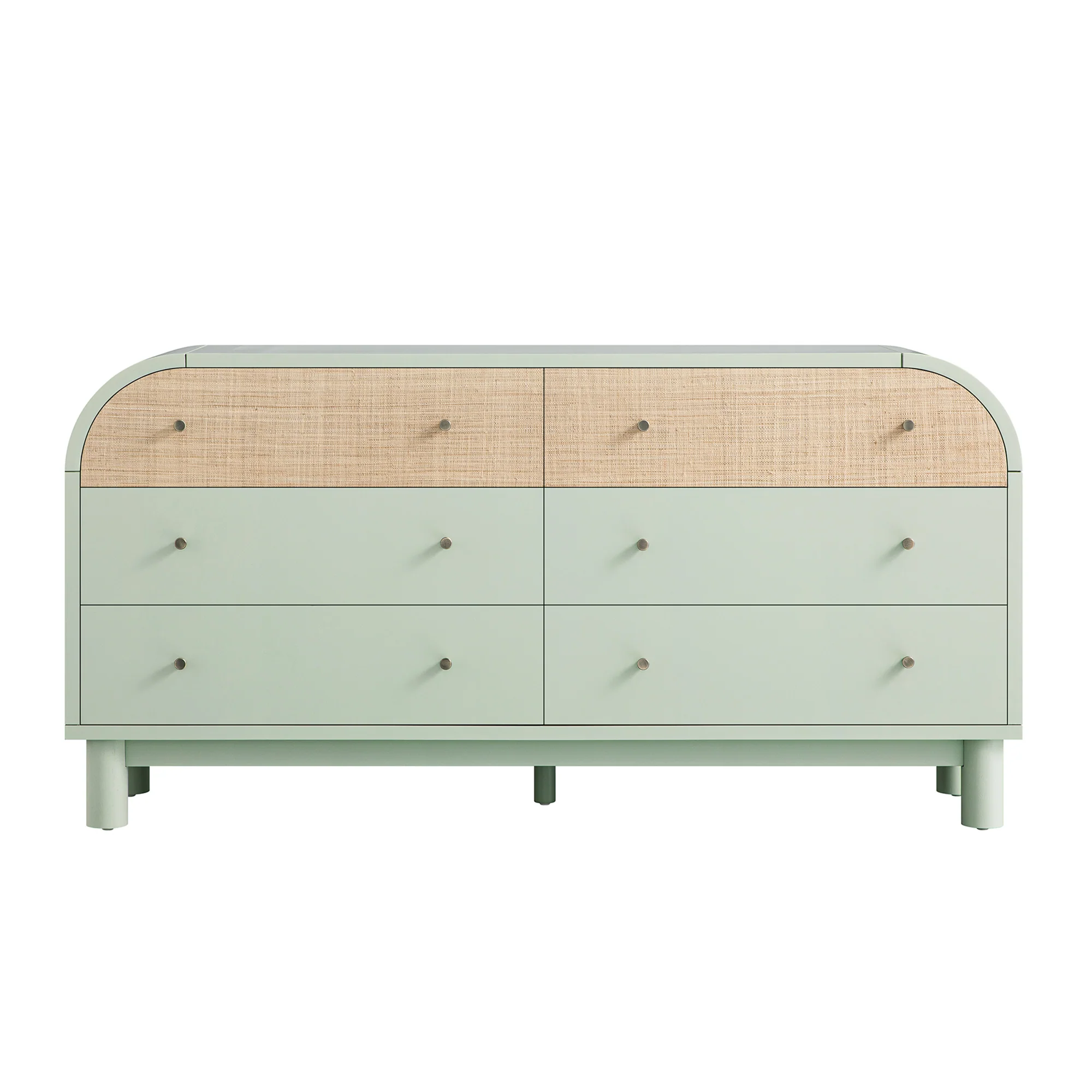 Maude Chest of 6 Drawers, Muted Pistachio Ash with Raffia - Image 7