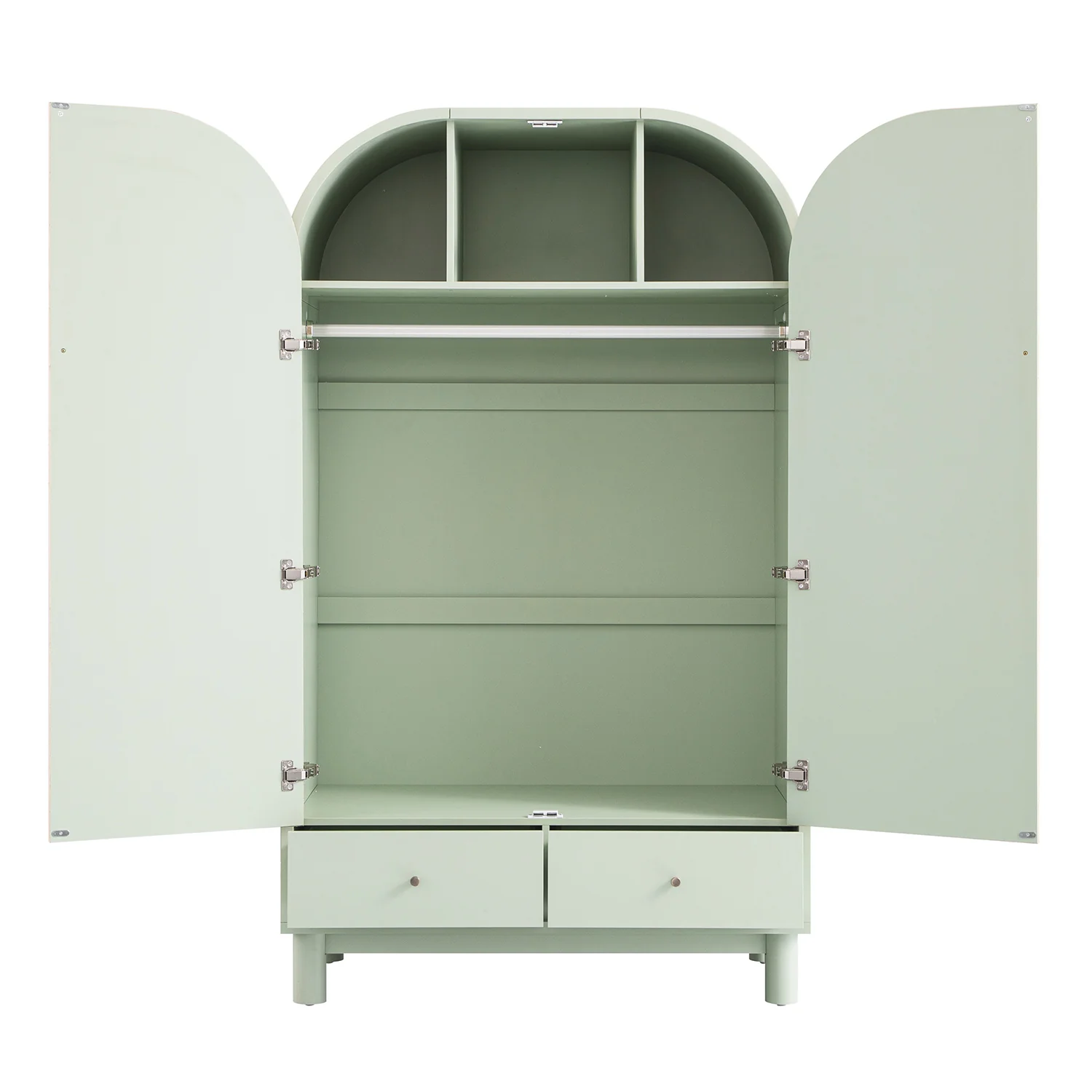 Maude Double Wardrobe, Muted Pistachio Ash with Raffia - Image 10