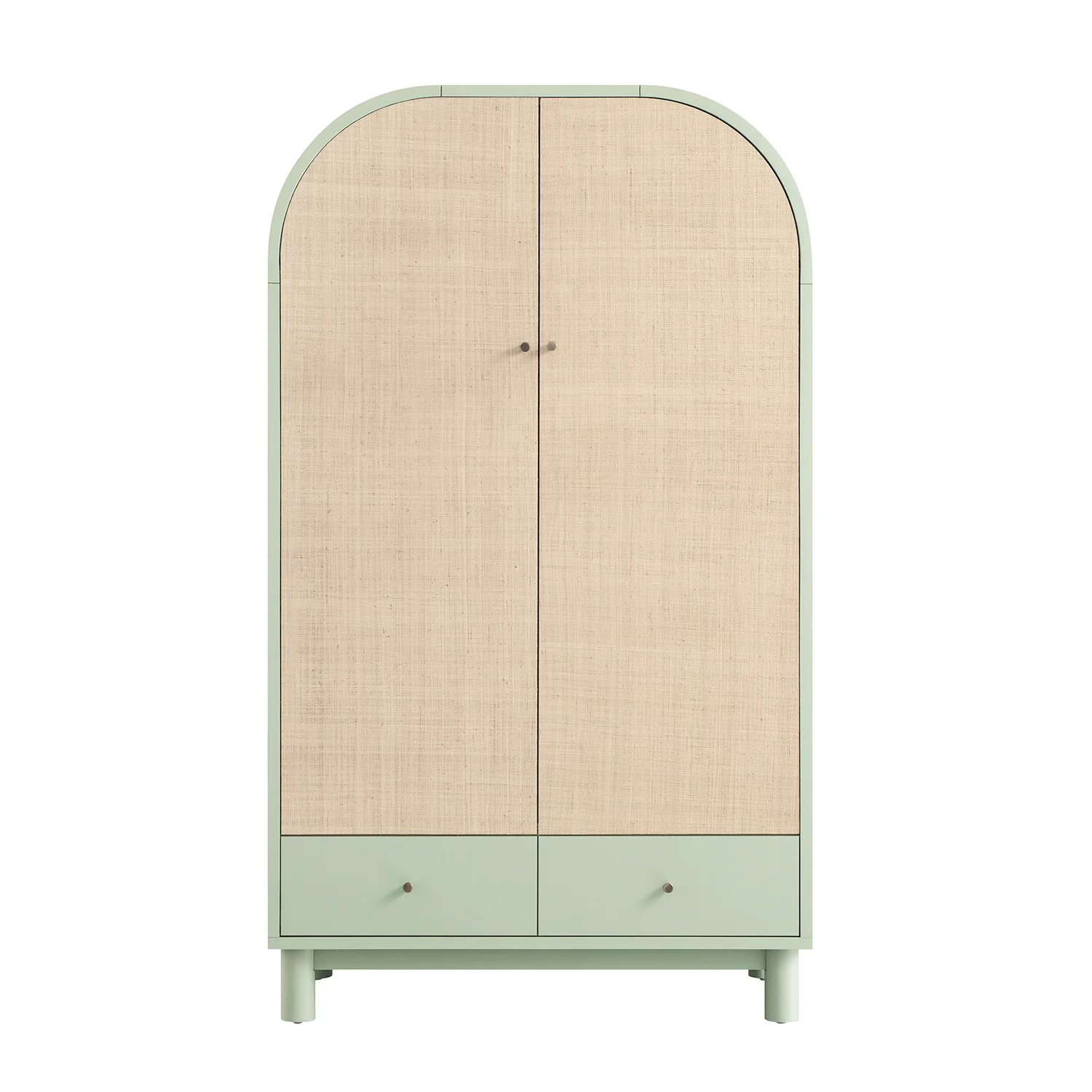 Maude Double Wardrobe, Muted Pistachio Ash with Raffia - Image 7