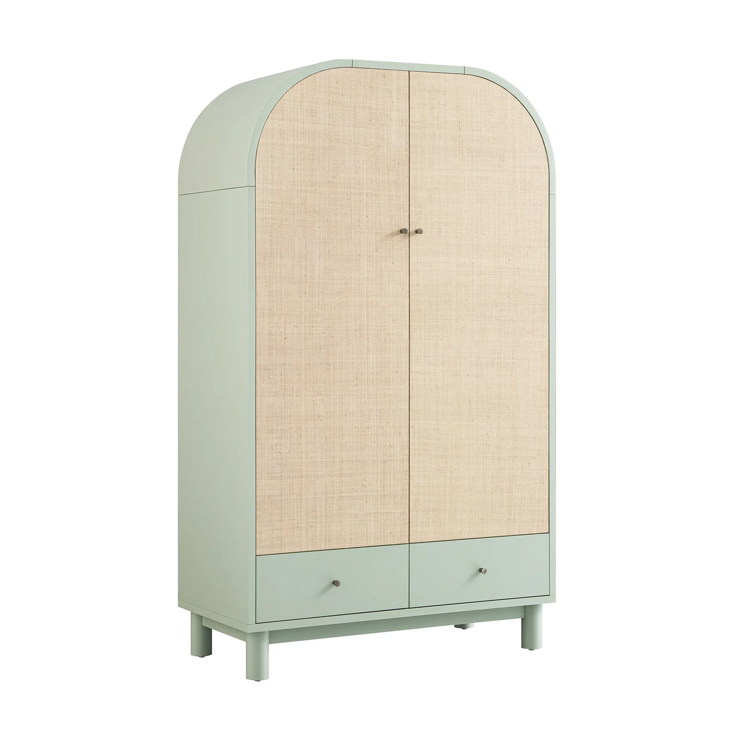 Maude Double Wardrobe, Muted Pistachio Ash with Raffia - Image 8