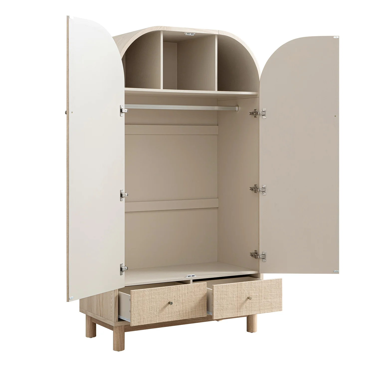 Maude Double Wardrobe, Natural Ash with Raffia - Image 11