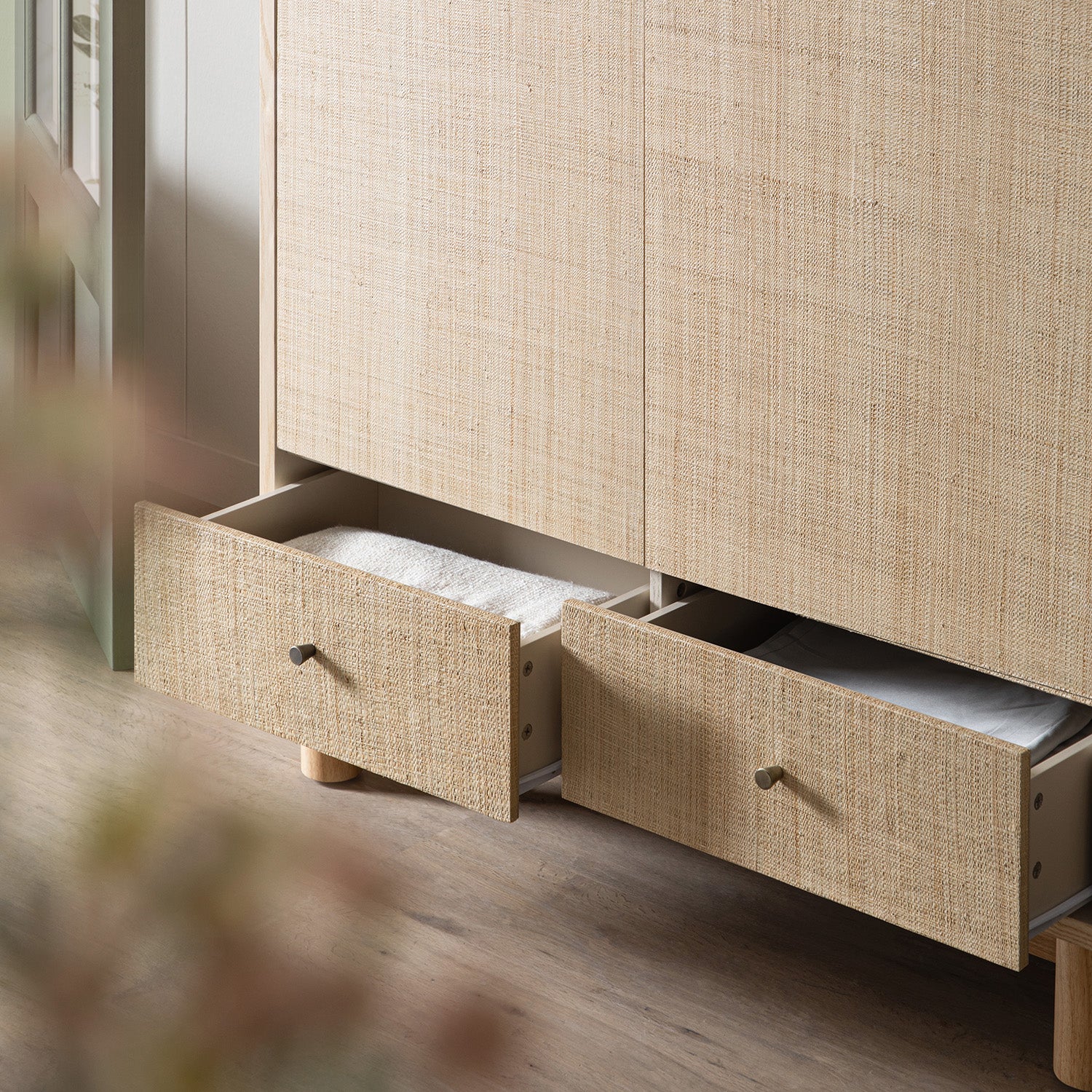 Maude Double Wardrobe, Natural Ash with Raffia - Image 5