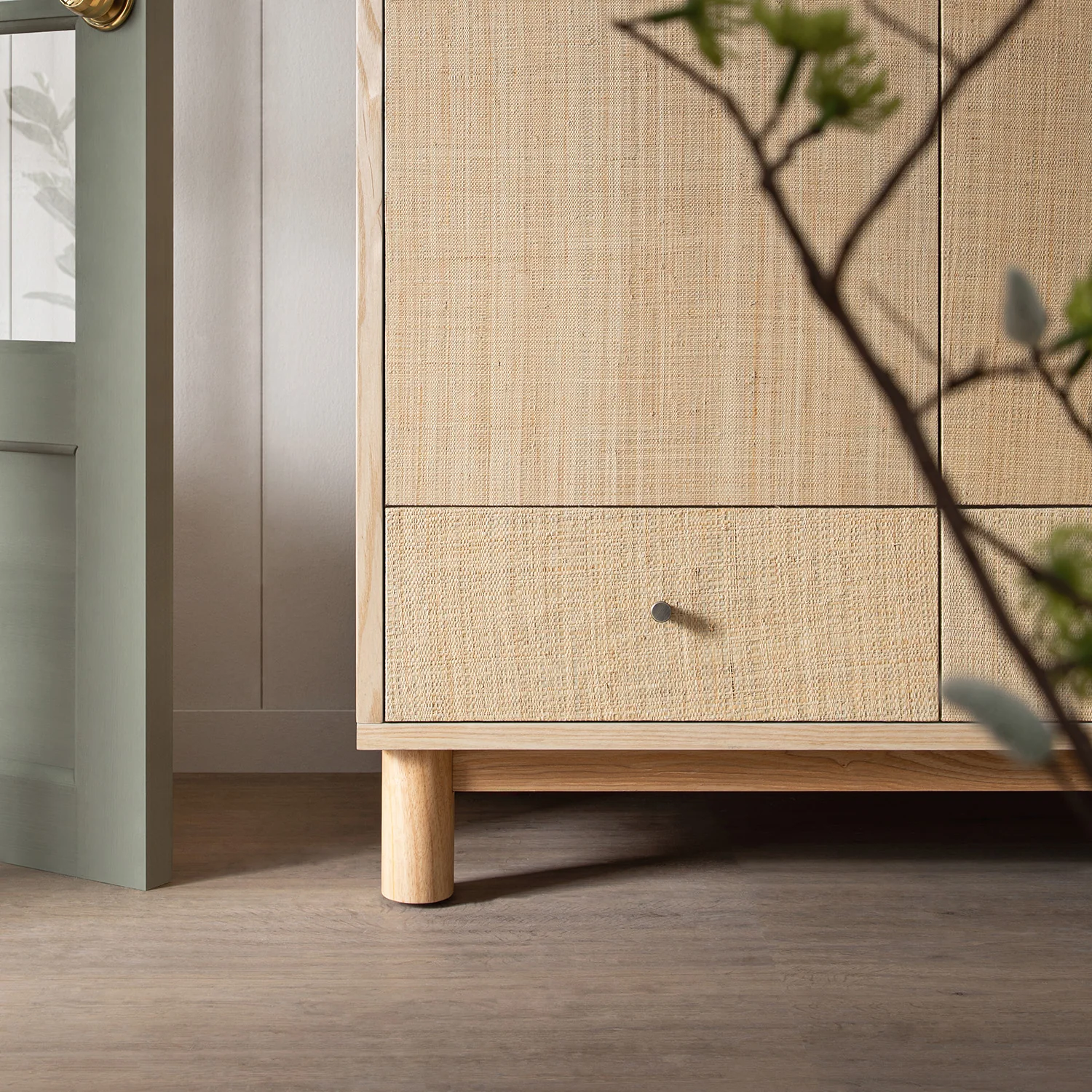 Maude Double Wardrobe, Natural Ash with Raffia - Image 6