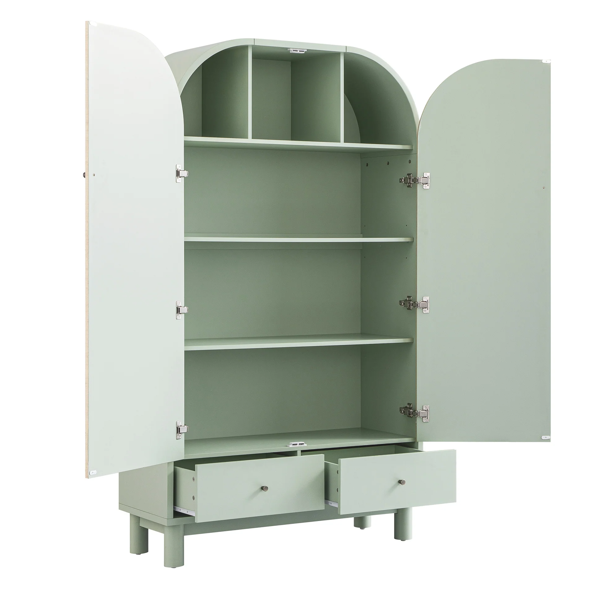 Maude Large Storage Cabinet, Muted Pistachio Ash with Raffia - Image 12