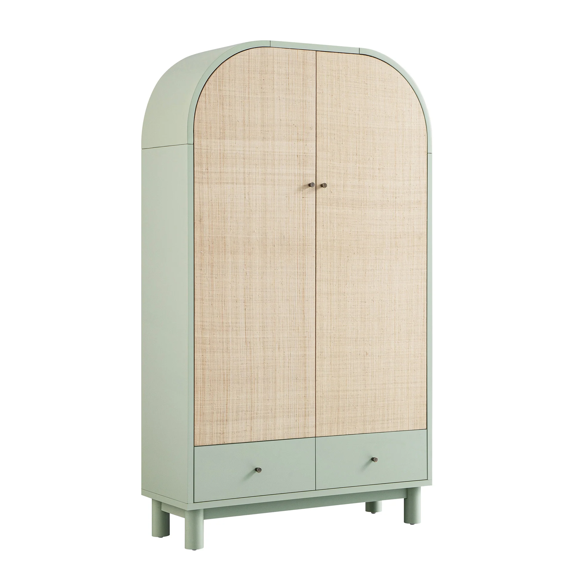 Maude Large Storage Cabinet, Muted Pistachio Ash with Raffia - Image 9