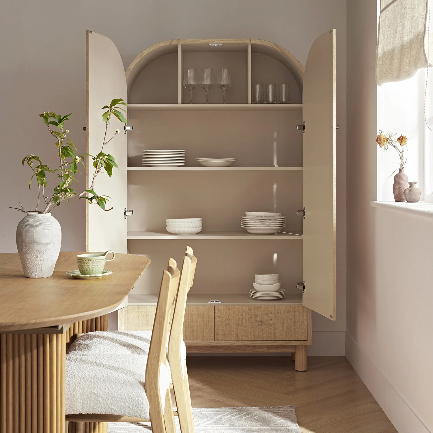 Maude Large Storage Cabinet, Natural Ash with Raffia - Image 3