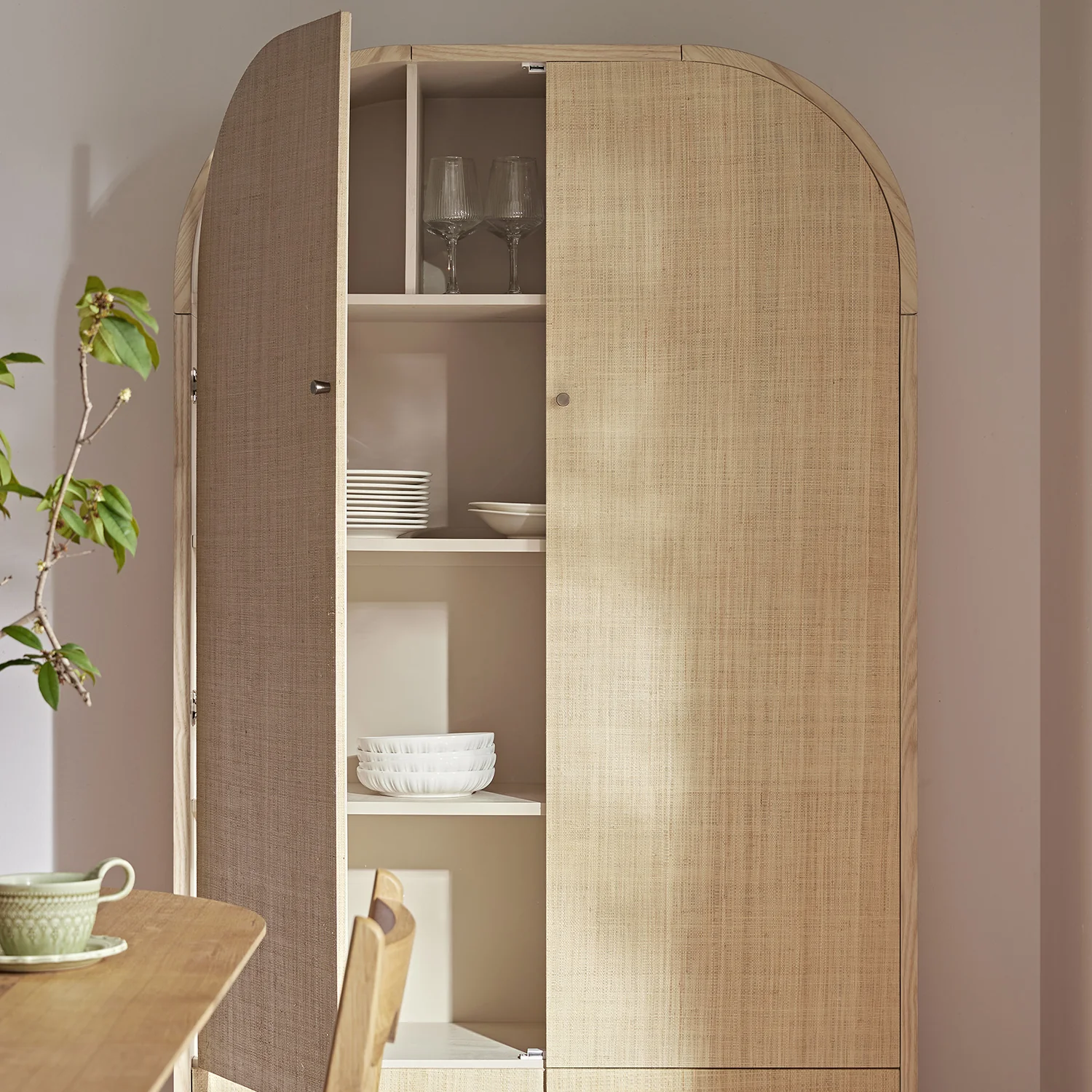 Maude Large Storage Cabinet, Natural Ash with Raffia - Image 4