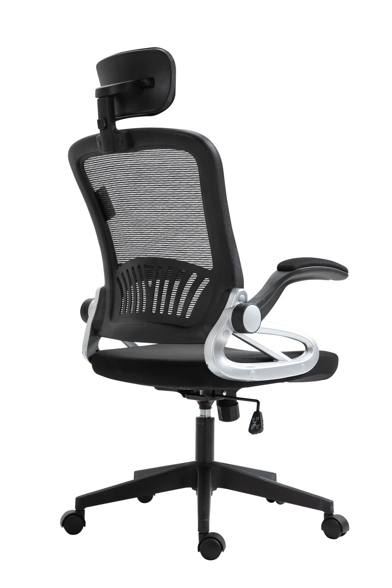 Mesh High Back Extra Padded Swivel Office Chair with Head Support & Adjustable Arms, Black - Image 4