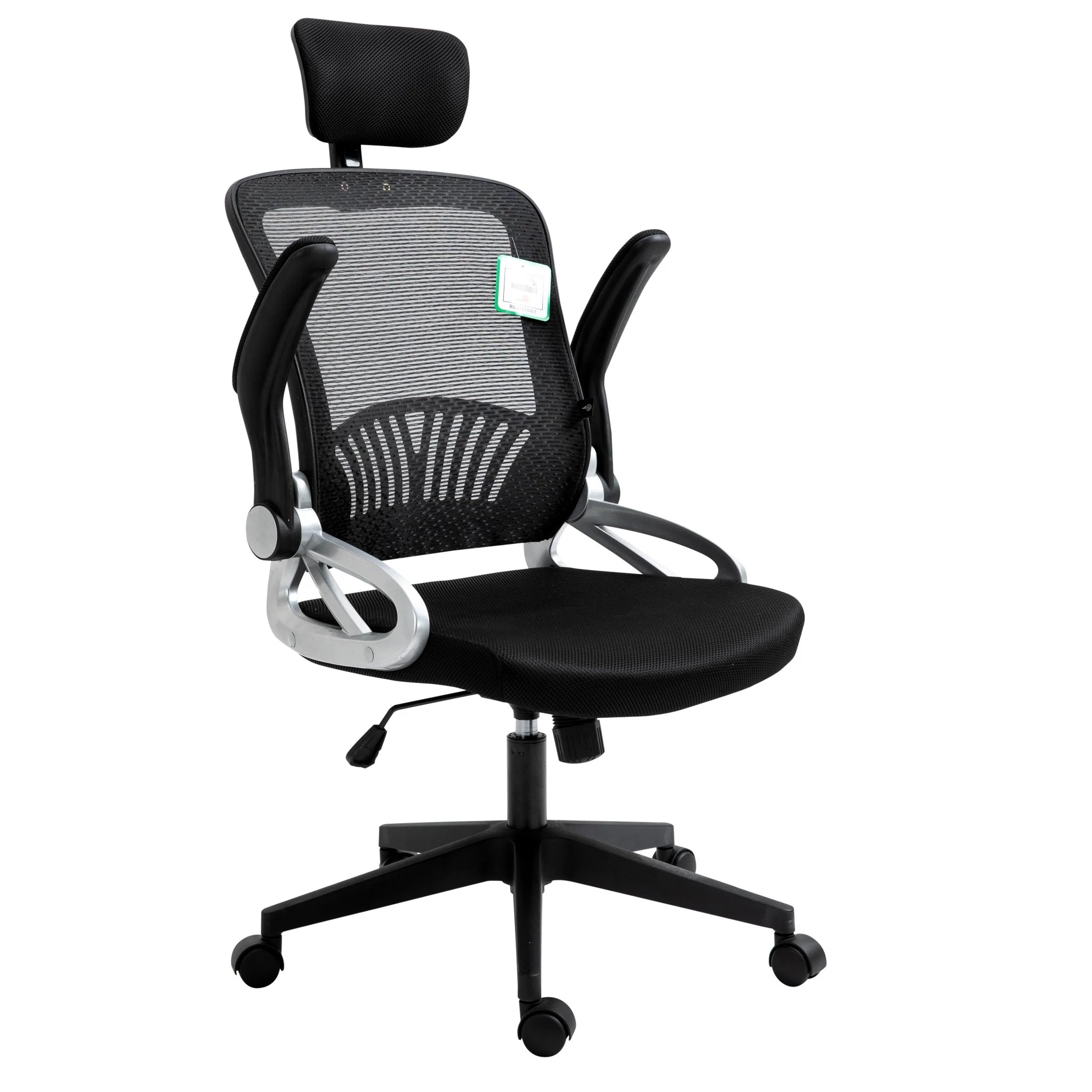 Mesh High Back Extra Padded Swivel Office Chair with Head Support & Adjustable Arms, Black - Image 5