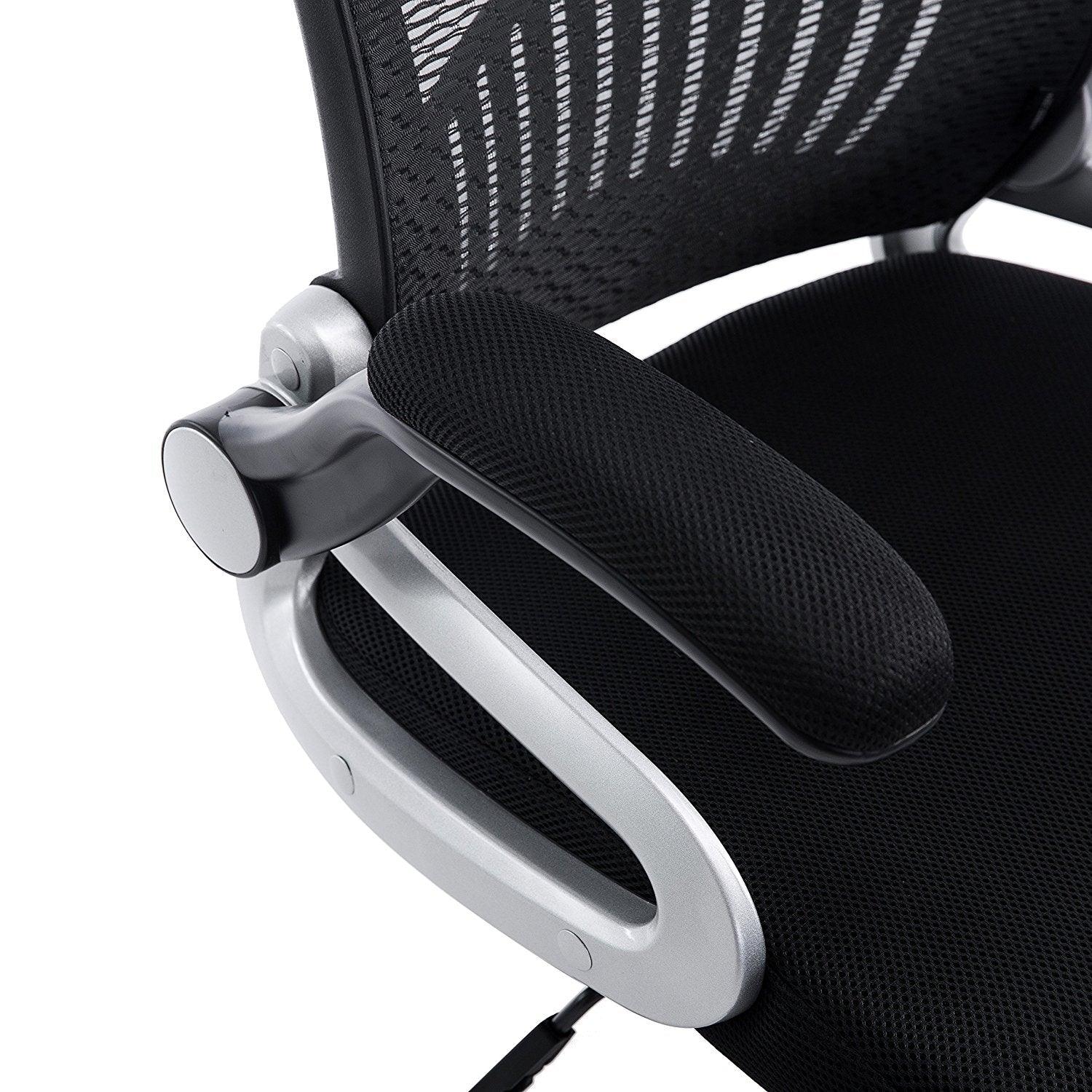 Mesh High Back Extra Padded Swivel Office Chair with Head Support & Adjustable Arms, Black - Image 6