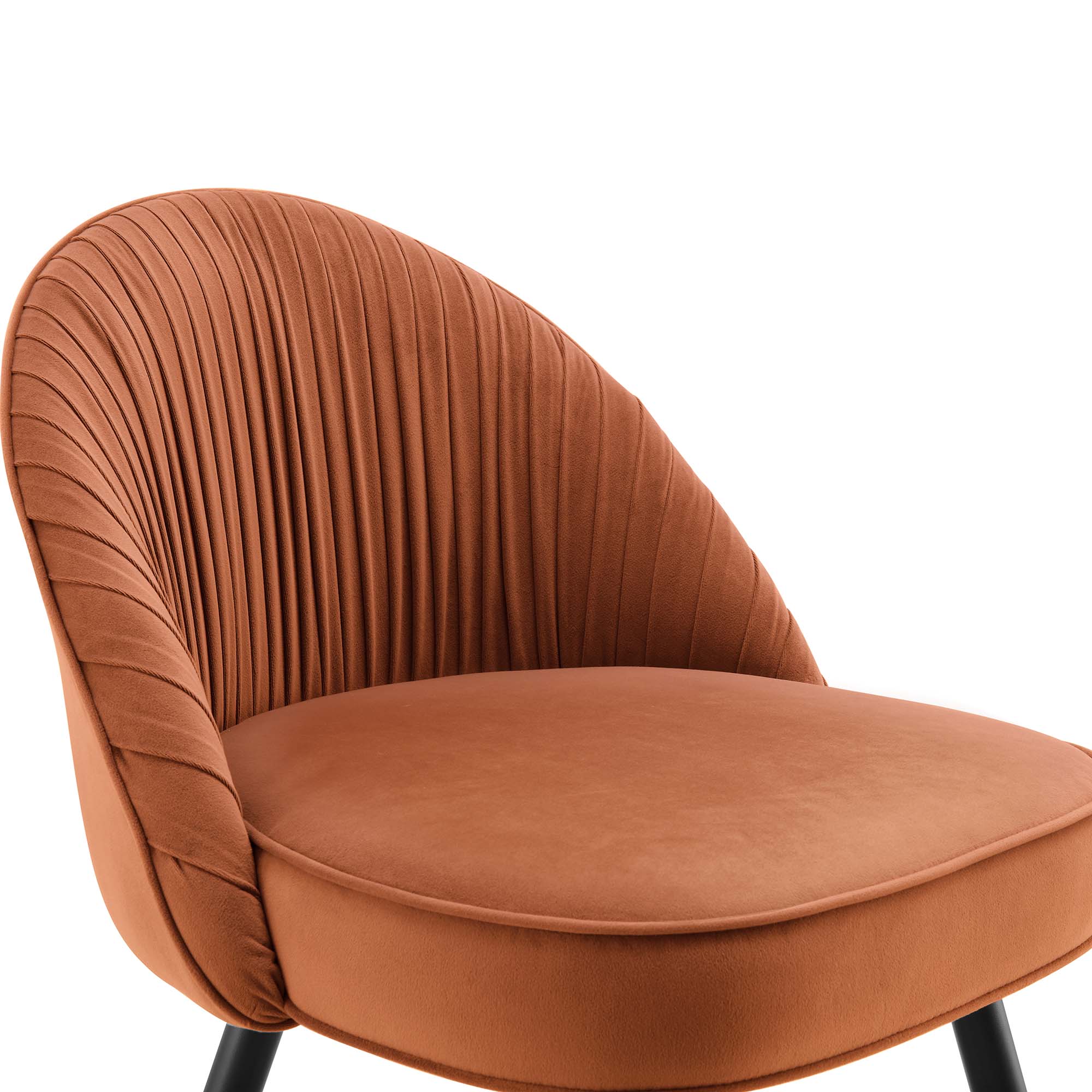 Miyae Set of 2 Pleated Burnt Orange Velvet Upholstered Dining Chairs - Image 9