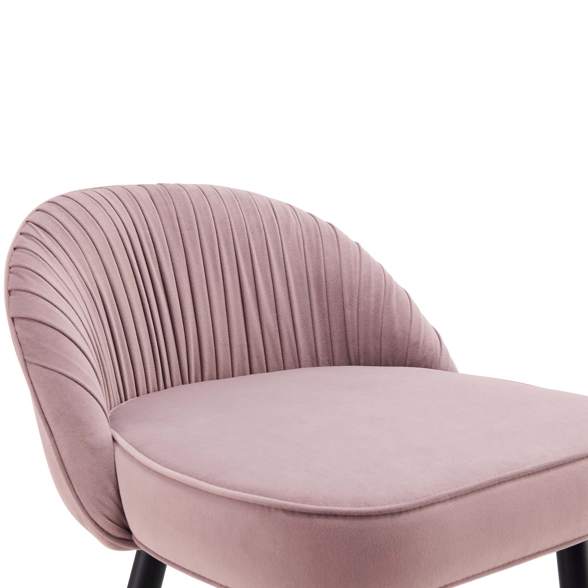 Miyae Set of 2 Pleated Pale Pink Velvet Upholstered Counter Stools - Image 10