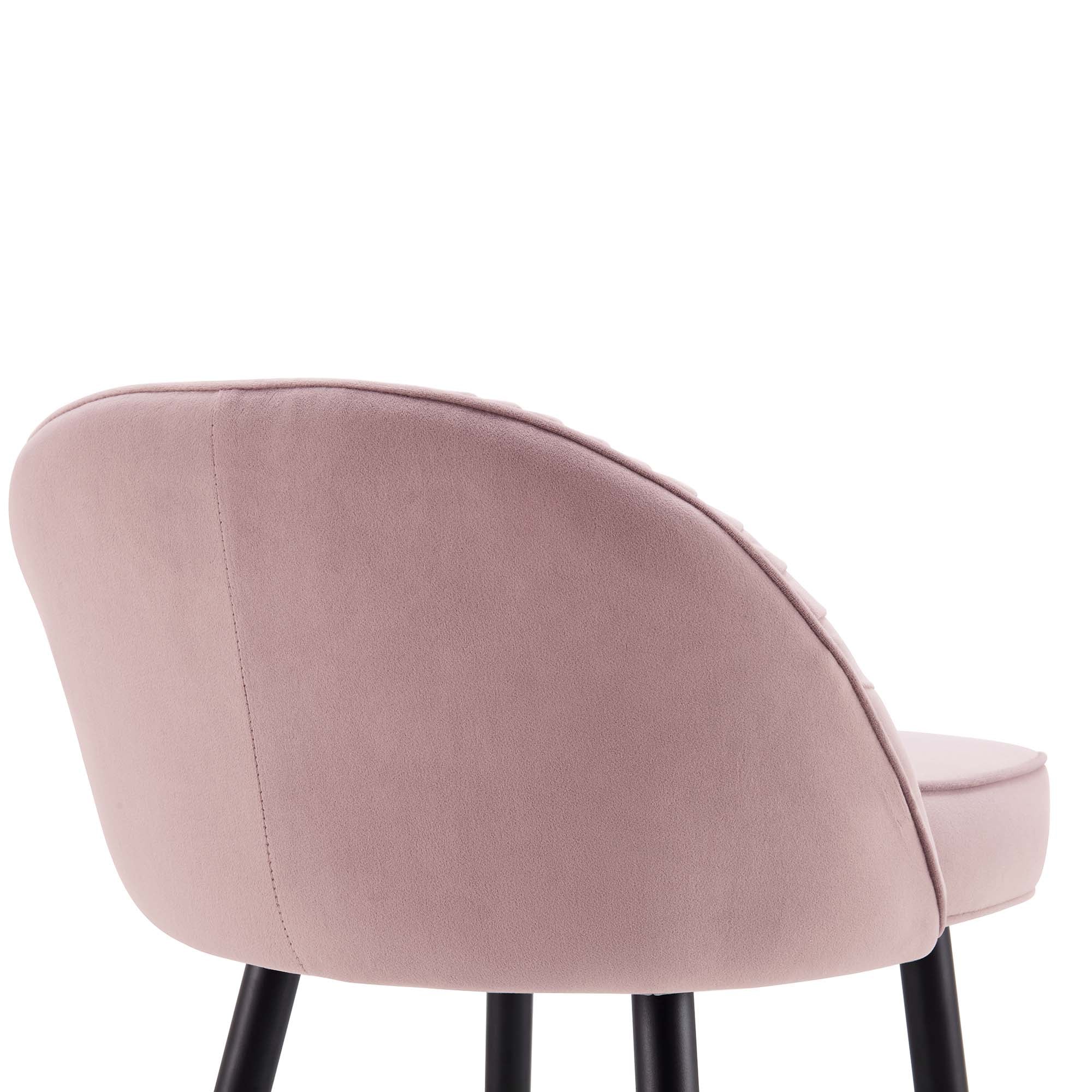 Miyae Set of 2 Pleated Pale Pink Velvet Upholstered Counter Stools - Image 11