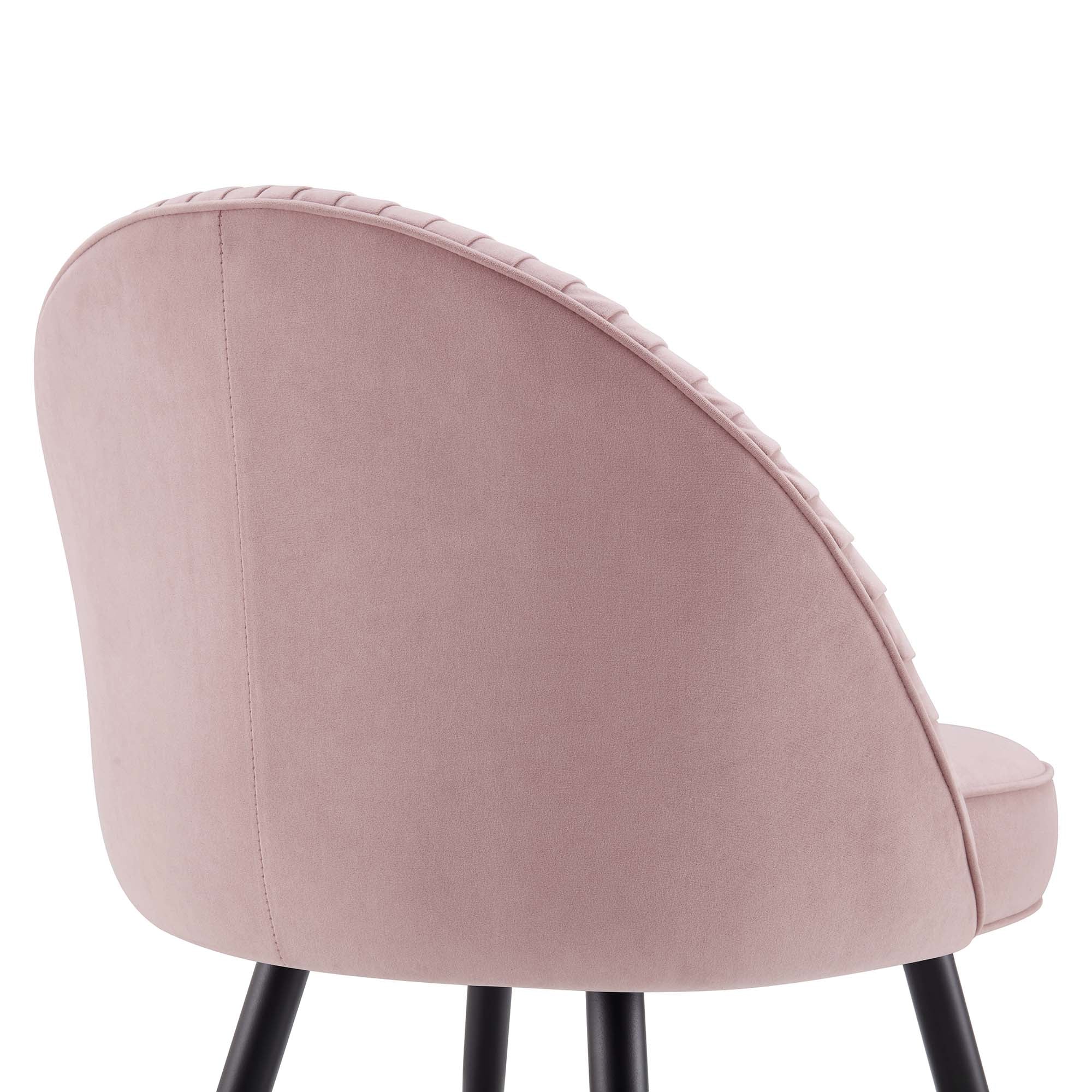 Miyae Set of 2 Pleated Pale Pink Velvet Upholstered Dining Chairs - Image 10