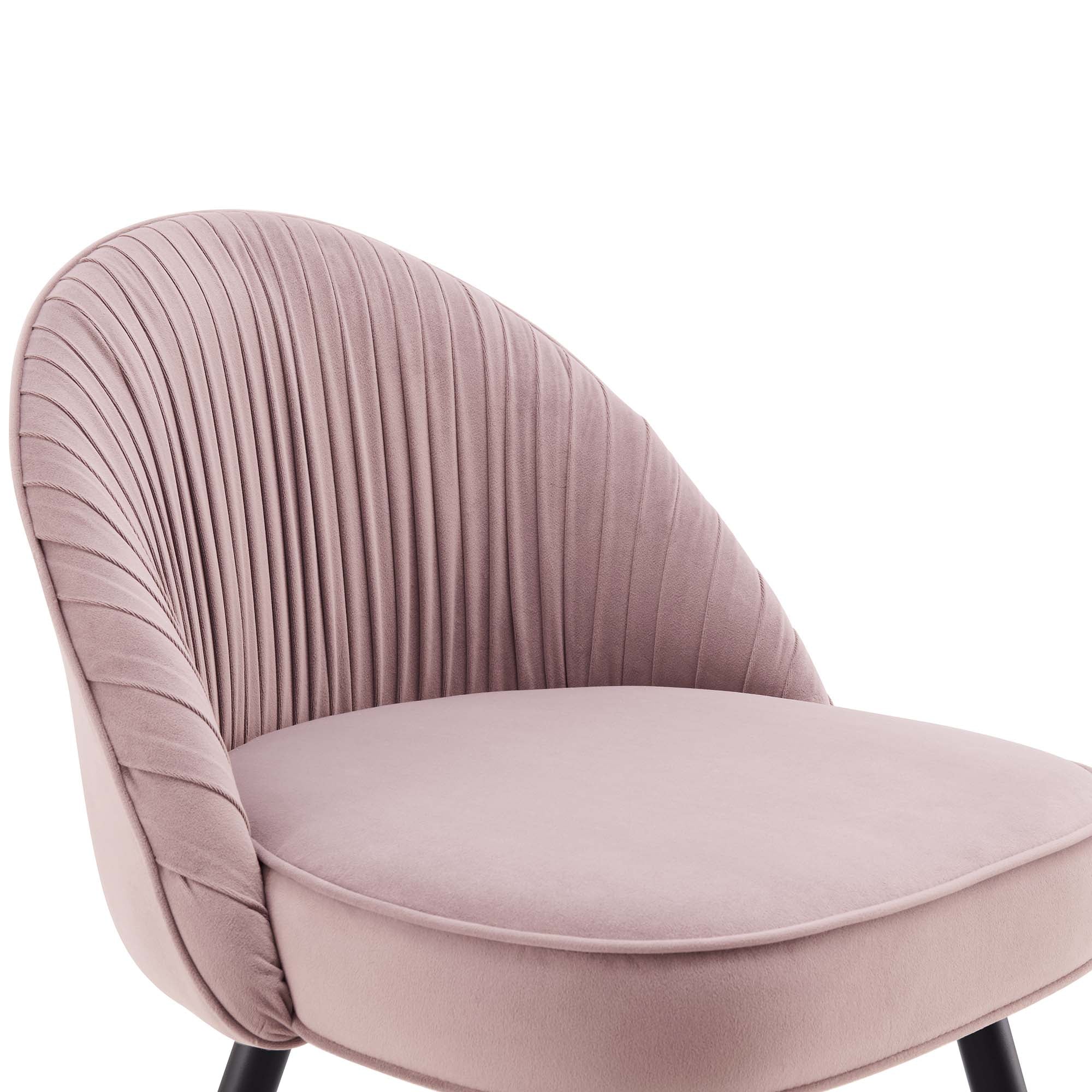 Miyae Set of 2 Pleated Pale Pink Velvet Upholstered Dining Chairs - Image 9