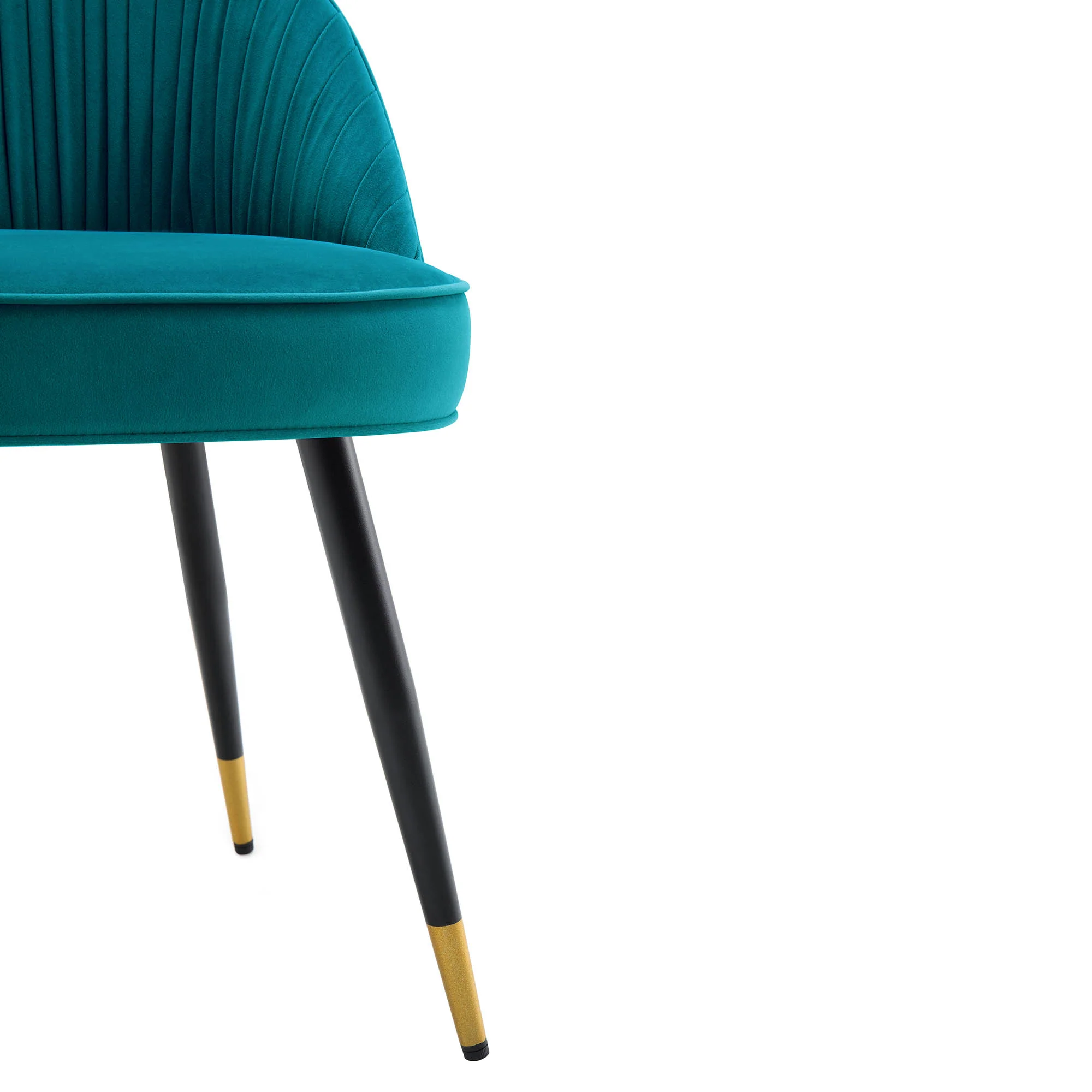 Miyae Set of 2 Pleated Teal Velvet Upholstered Dining Chairs - Image 11