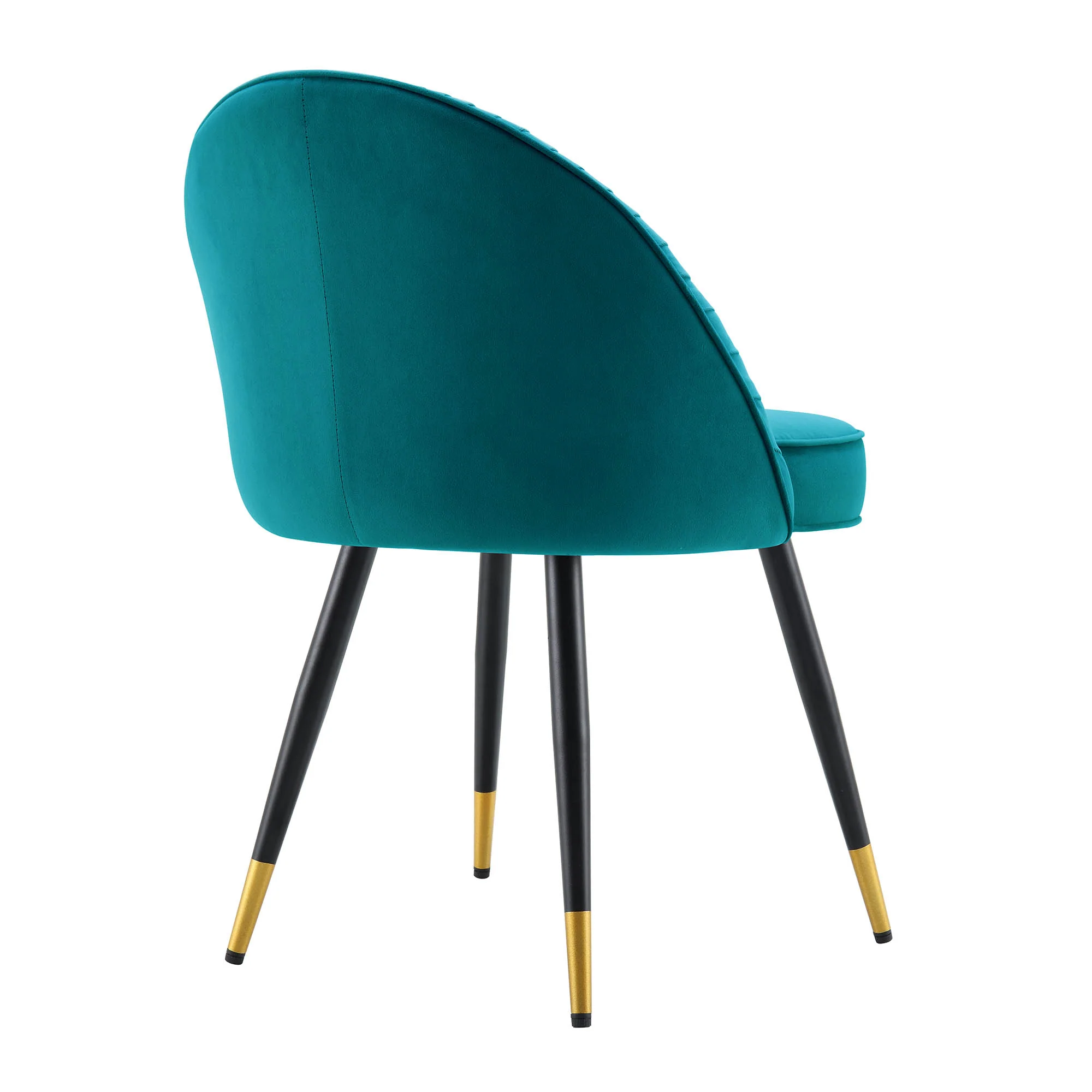 Miyae Set of 2 Pleated Teal Velvet Upholstered Dining Chairs - Image 8
