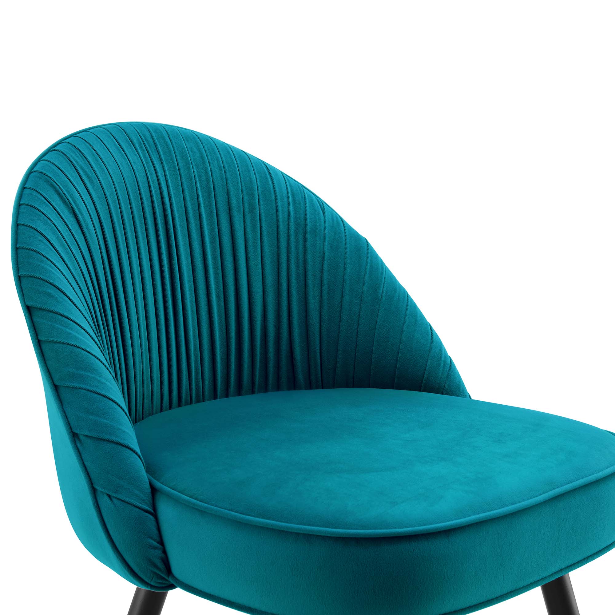 Miyae Set of 2 Pleated Teal Velvet Upholstered Dining Chairs - Image 9