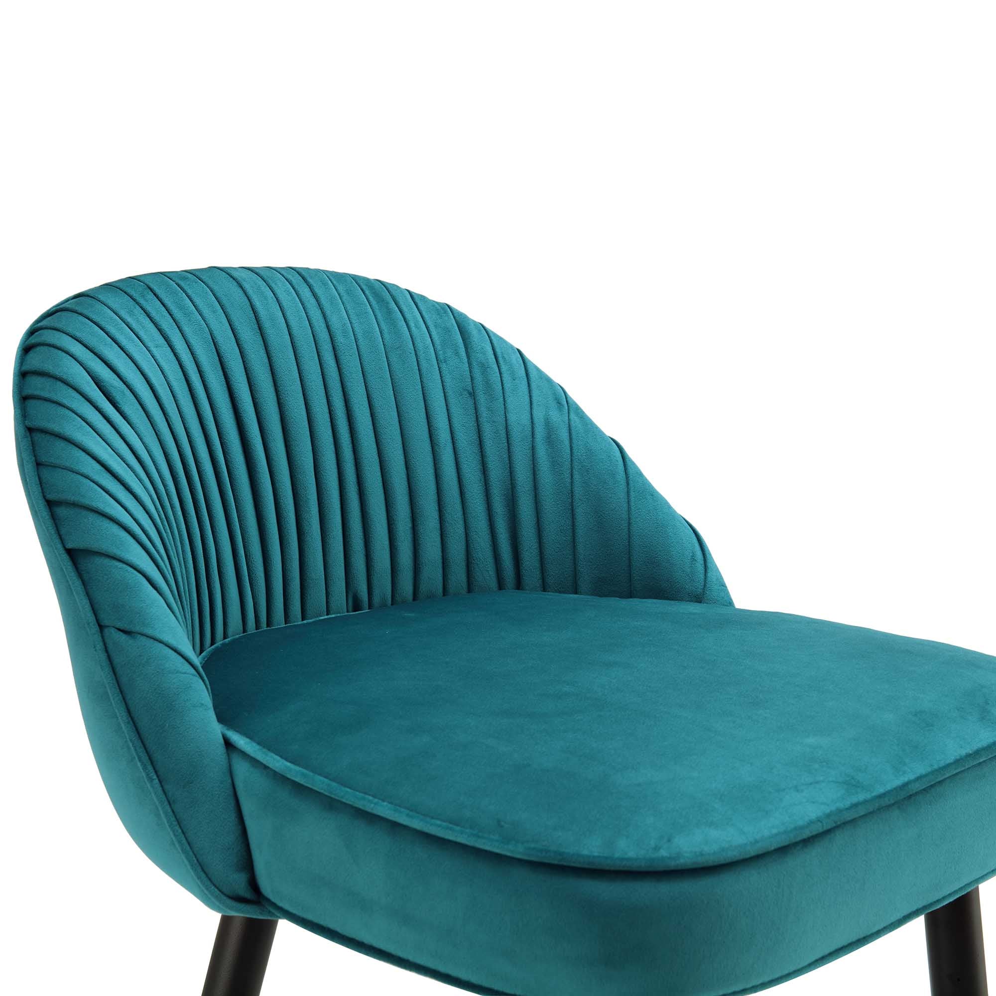 Miyae Set of 2 Pleated Teal Velvet Upholstered Counter Stools - Image 9