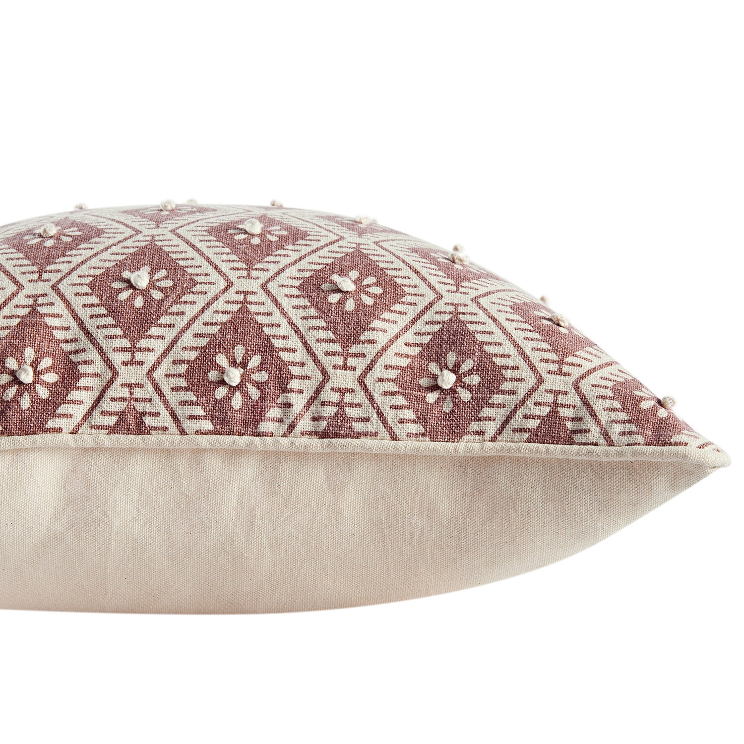 Nazaar Dusky Pink Floral Tessela Cotton Duck Cushion - Image 5