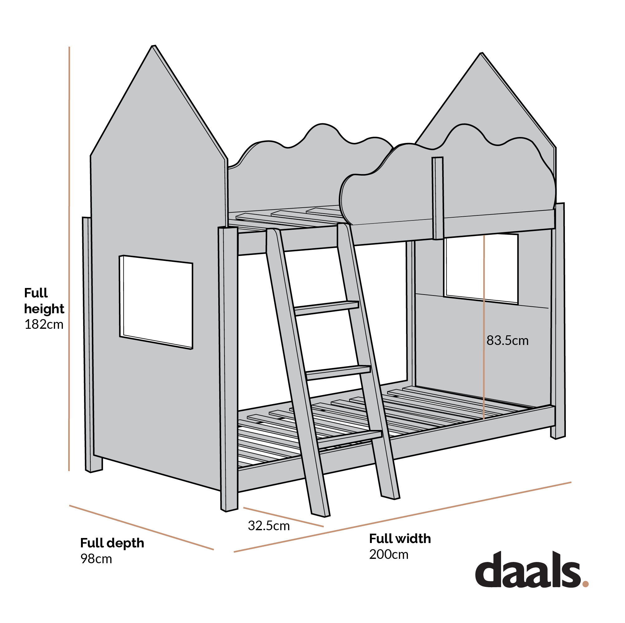 Newton White Solid Wood Kid's Treehouse Bunk Bed - Image 5