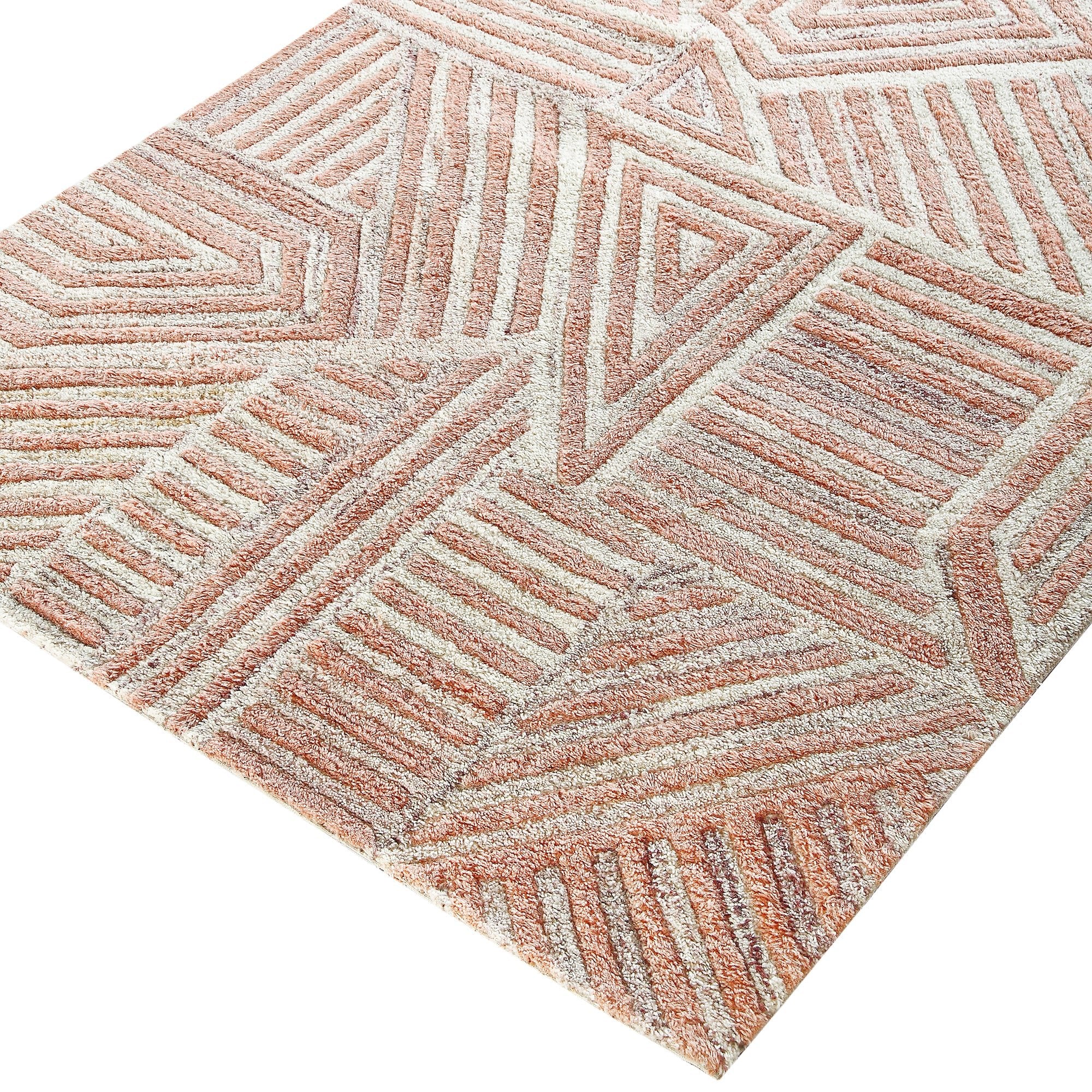 Nimbus Salmon Pink Hand Tufted New Zealand Wool Rectangular Rug - Image 4