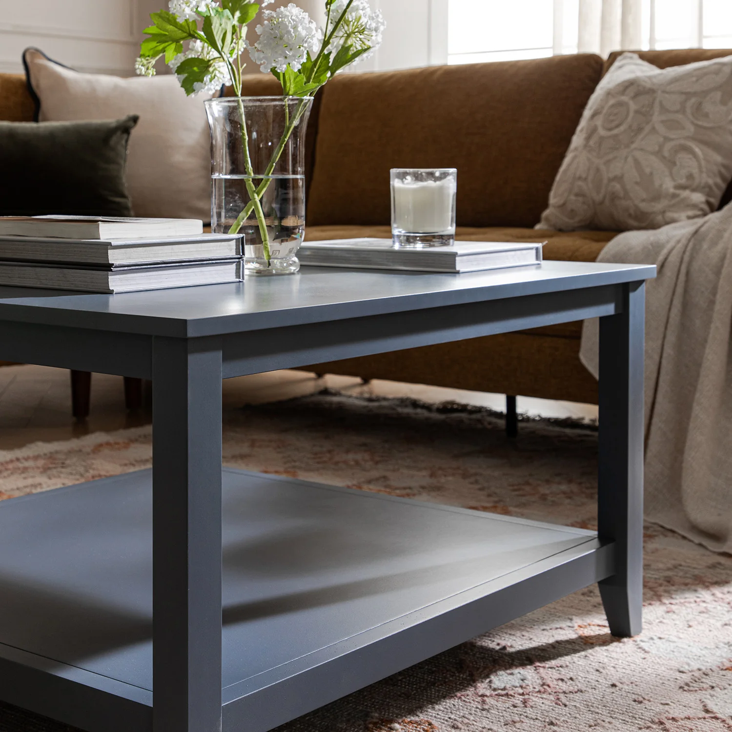 Oakham 80cm Square Coffee Table, Stormy Blue - Image 4