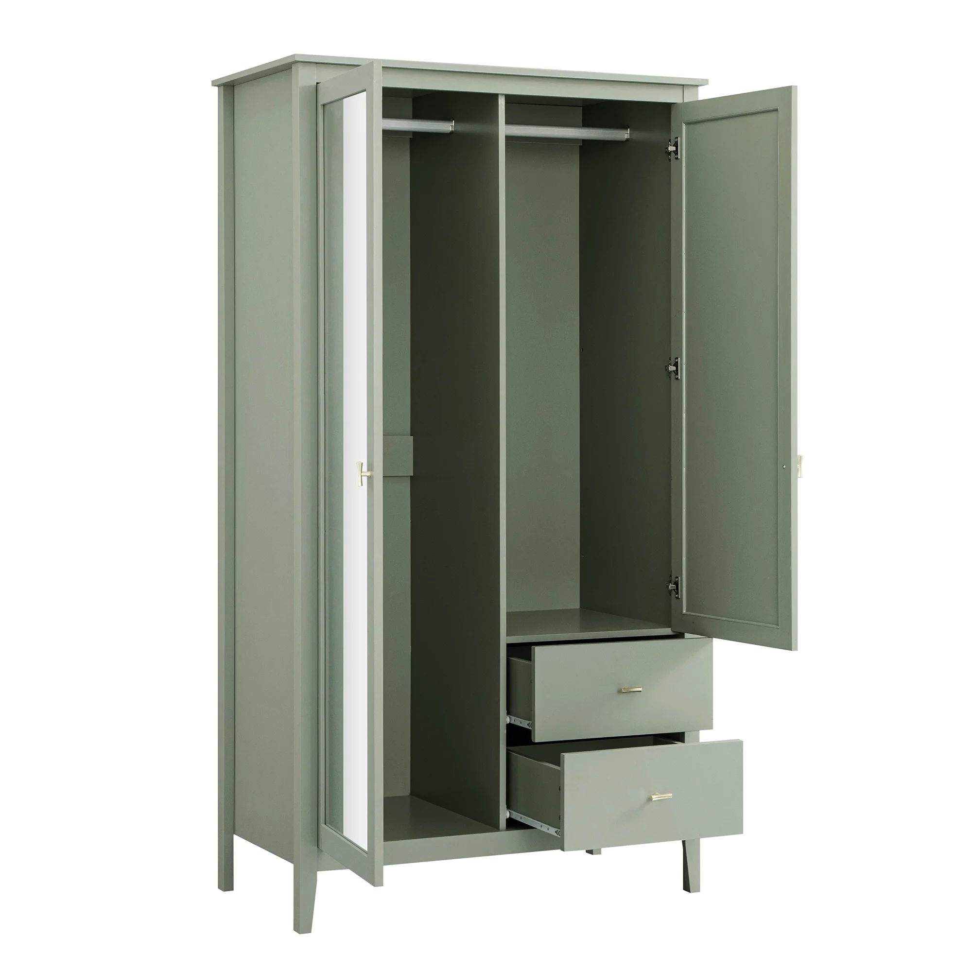 Oakham Mirrored Double Wardrobe, Desert Sage - Image 11