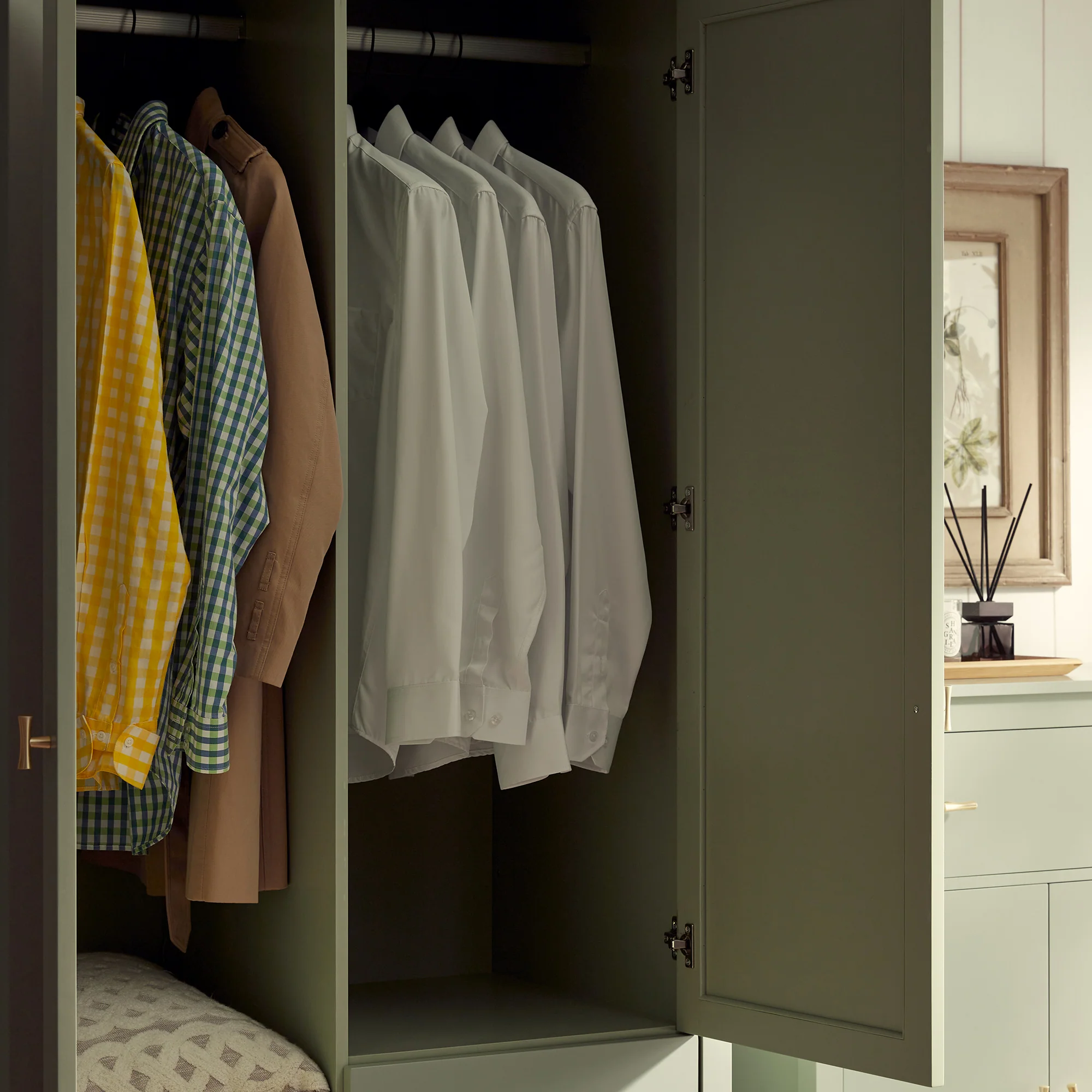 Oakham Mirrored Double Wardrobe, Desert Sage - Image 4