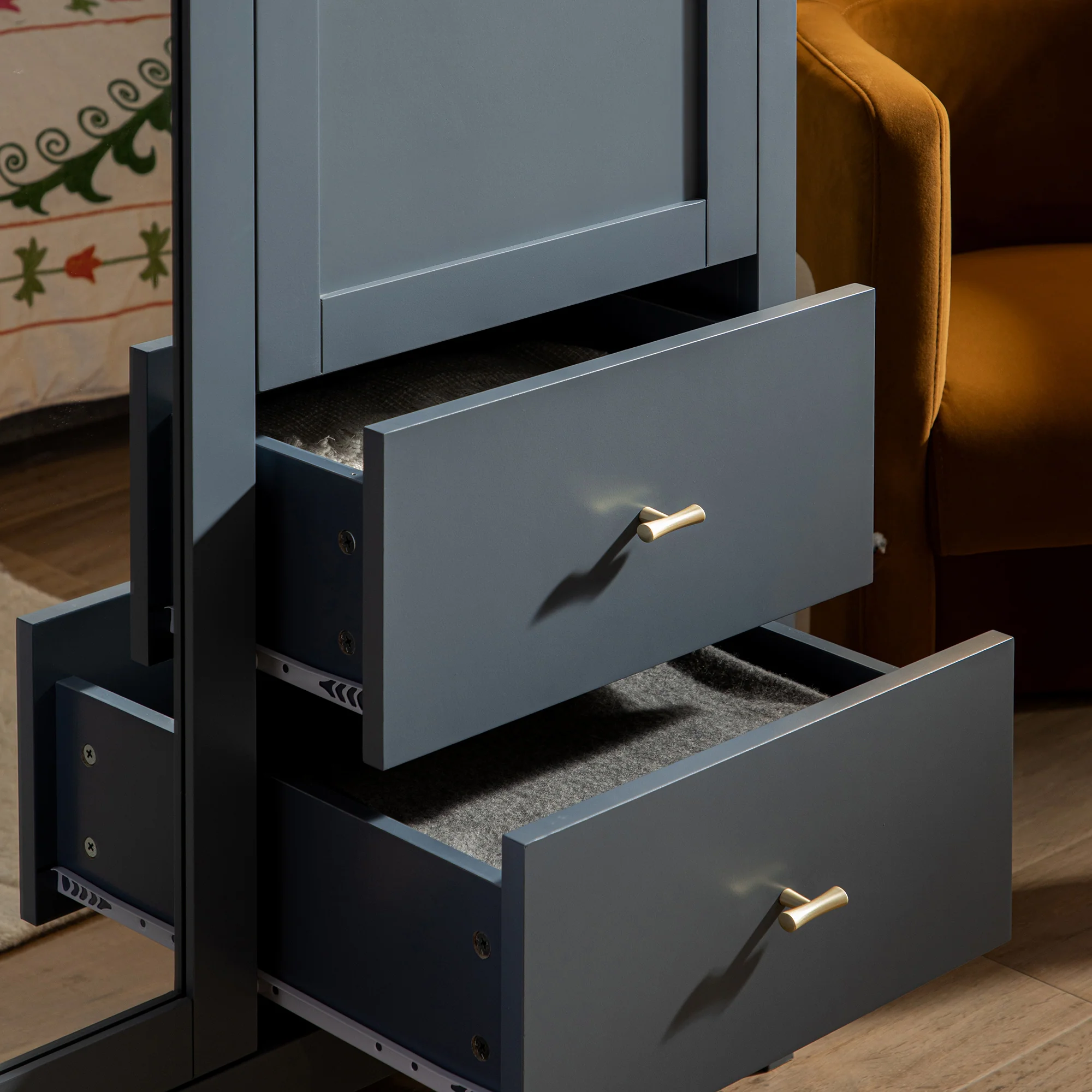 Oakham Mirrored Double Wardrobe, Stormy Blue - Image 6