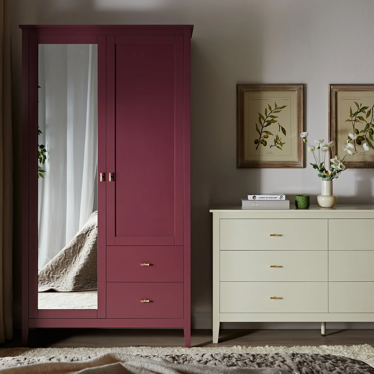 Oakham Mirrored Double Wardrobe, Wild Cherry - Image 3