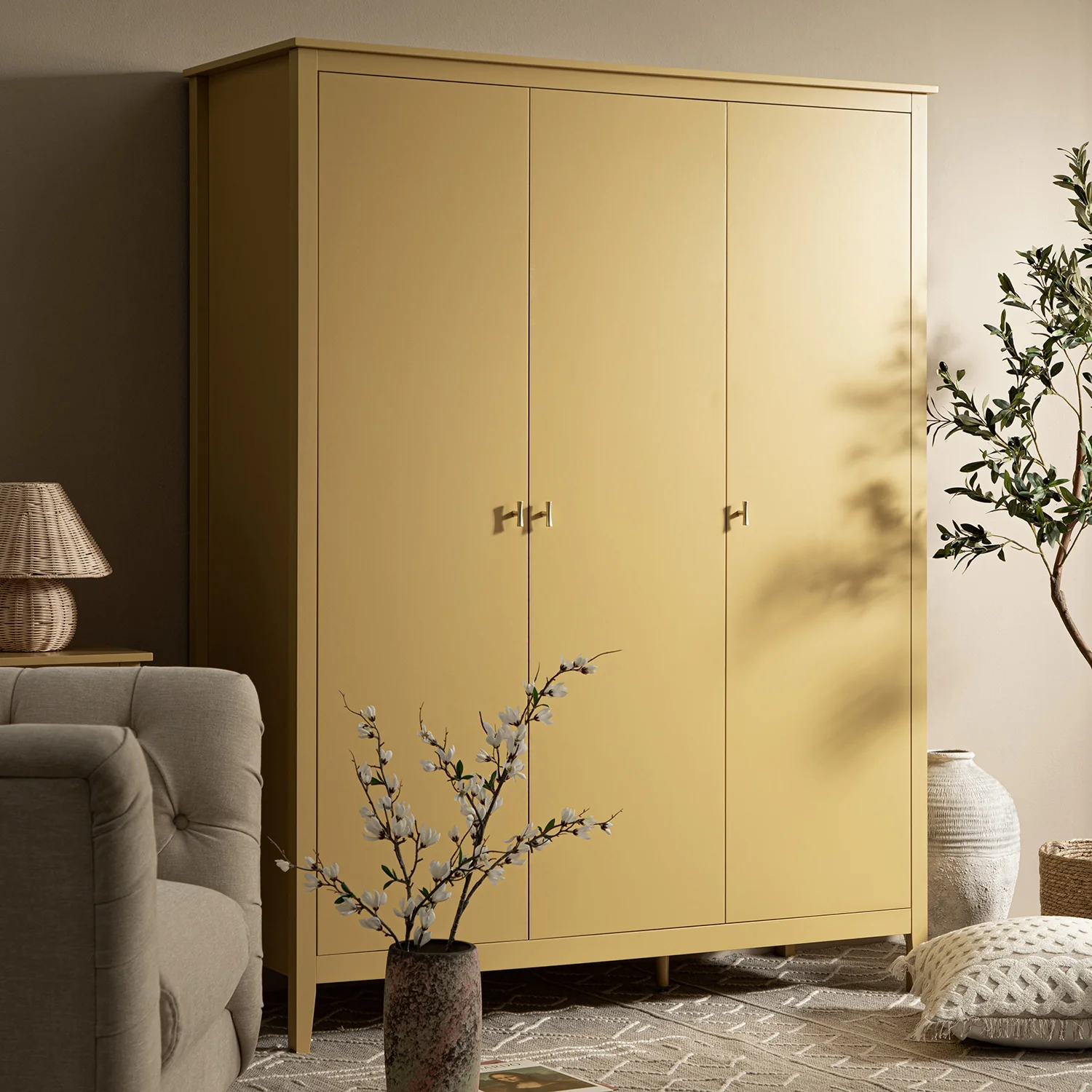 Oakham Triple Wardrobe, Rattan Yellow - Image 3