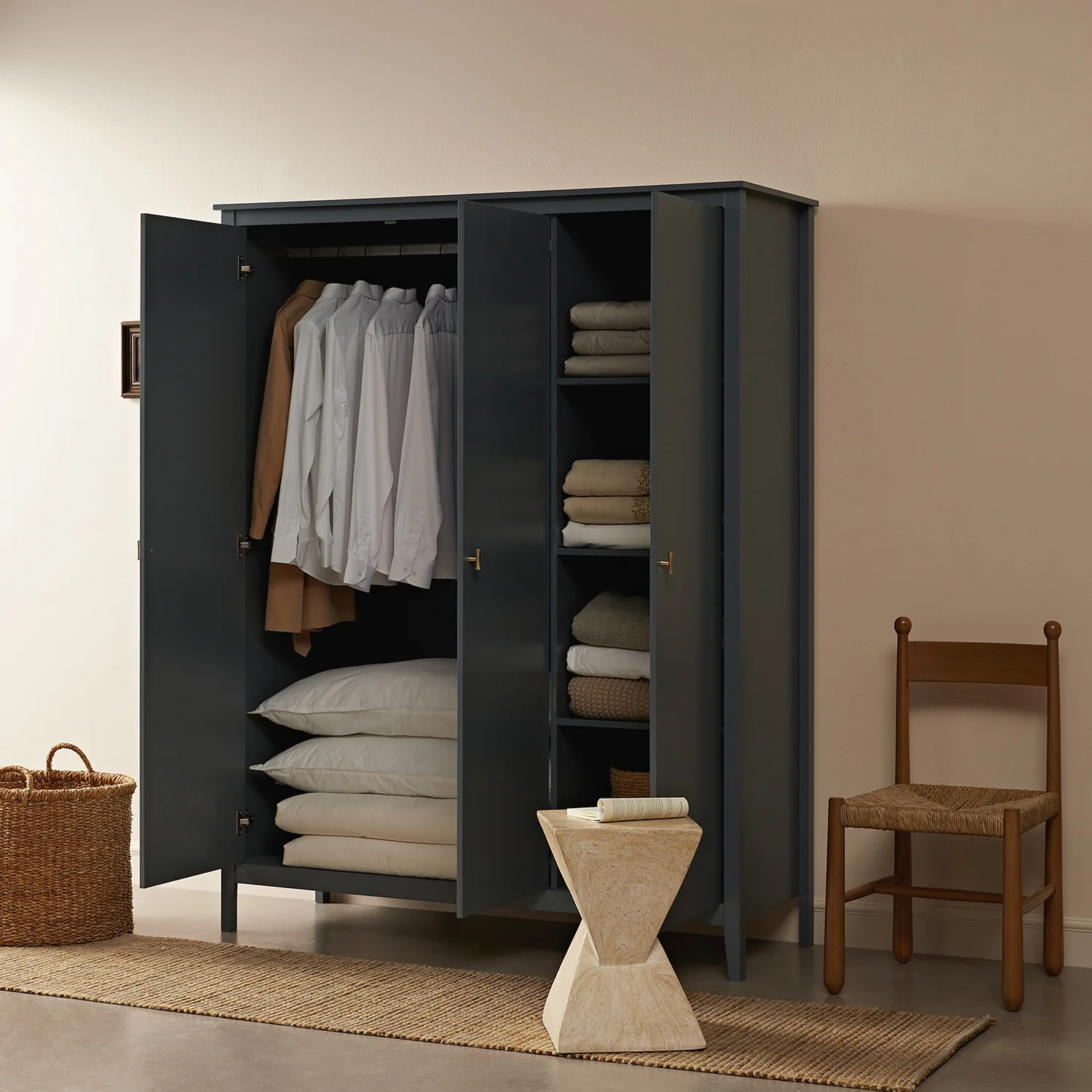 Oakham Triple Wardrobe, Stormy Blue - Image 4