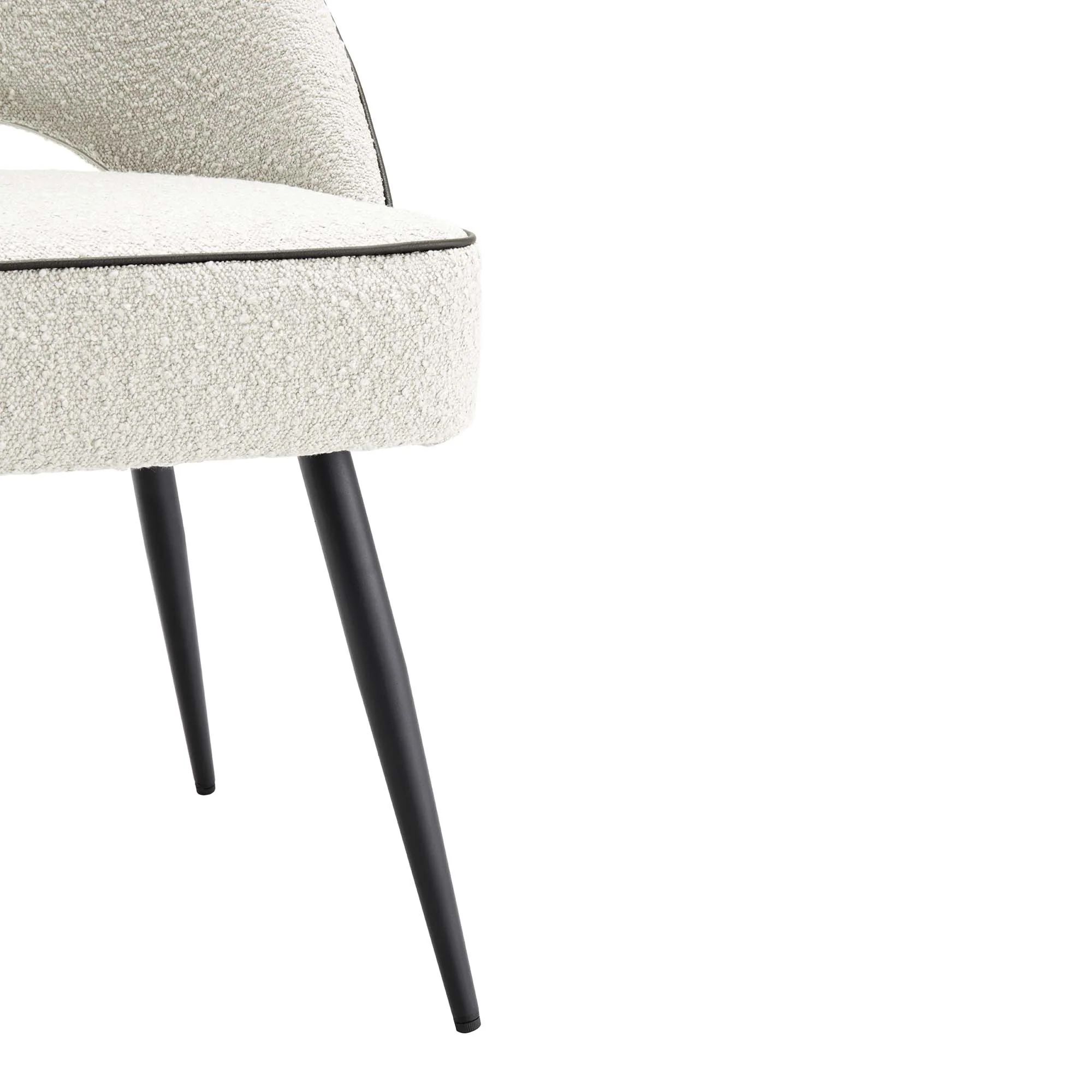 Oakley Set of 2 White Boucle Upholstered Dining Chairs with Piping - Image 10