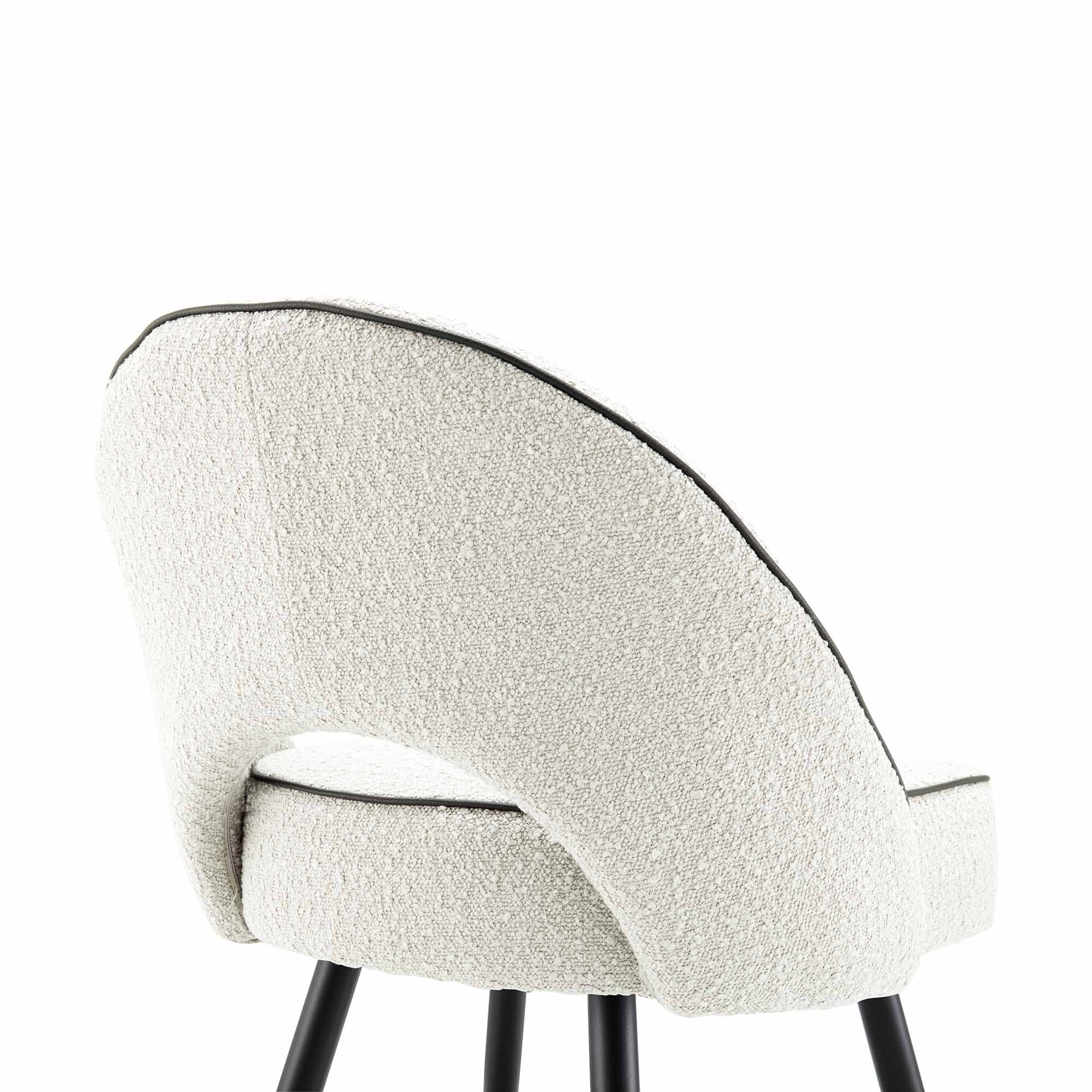 Oakley Set of 2 White Boucle Upholstered Dining Chairs with Piping - Image 11