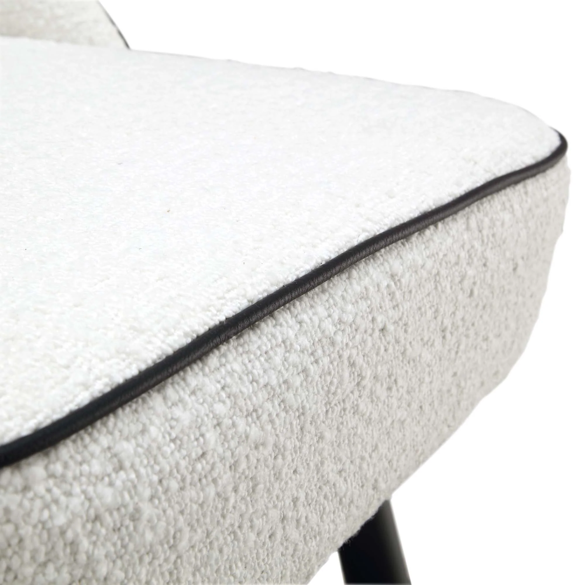 Oakley Set of 2 White Boucle Upholstered Dining Chairs with Piping - Image 12