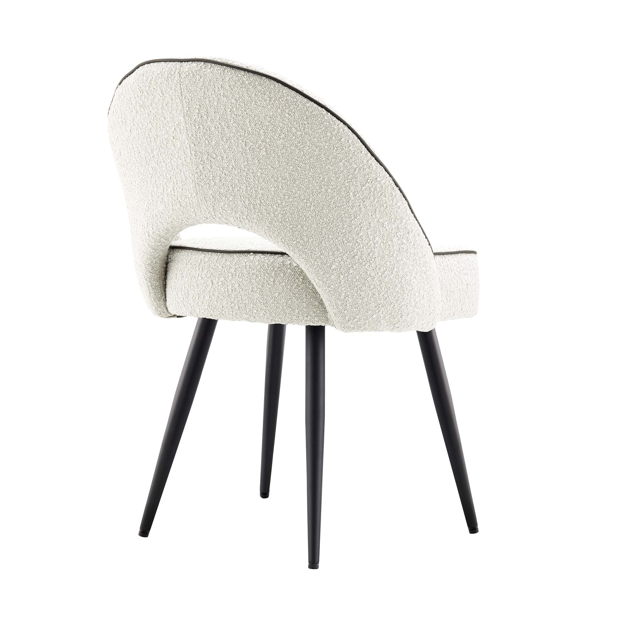 Oakley Set of 2 White Boucle Upholstered Dining Chairs with Piping - Image 8