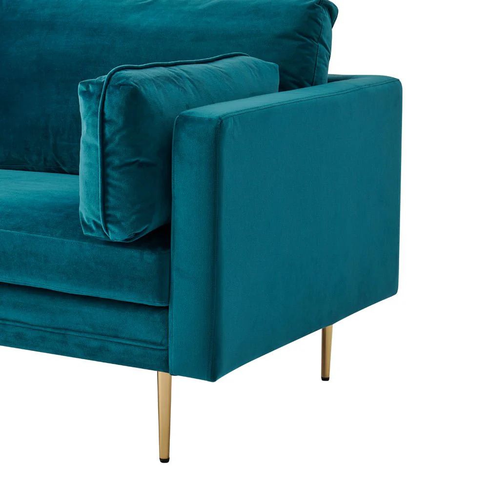 Pelham Teal Blue Velvet Fabric Sofa - Image 12