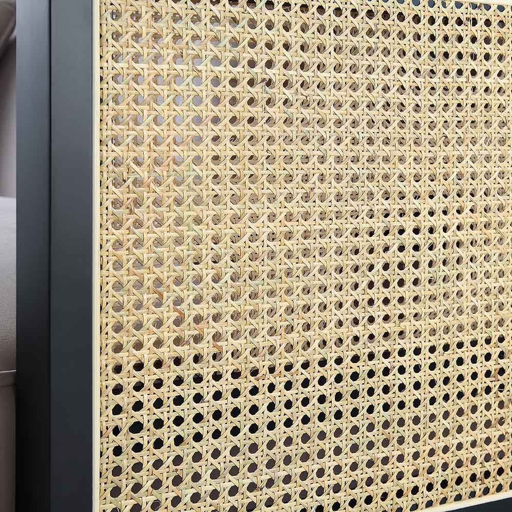 Pienza Cane Sofa Bed, Taupe Velvet with Black Solid Wood Frame - Image 15