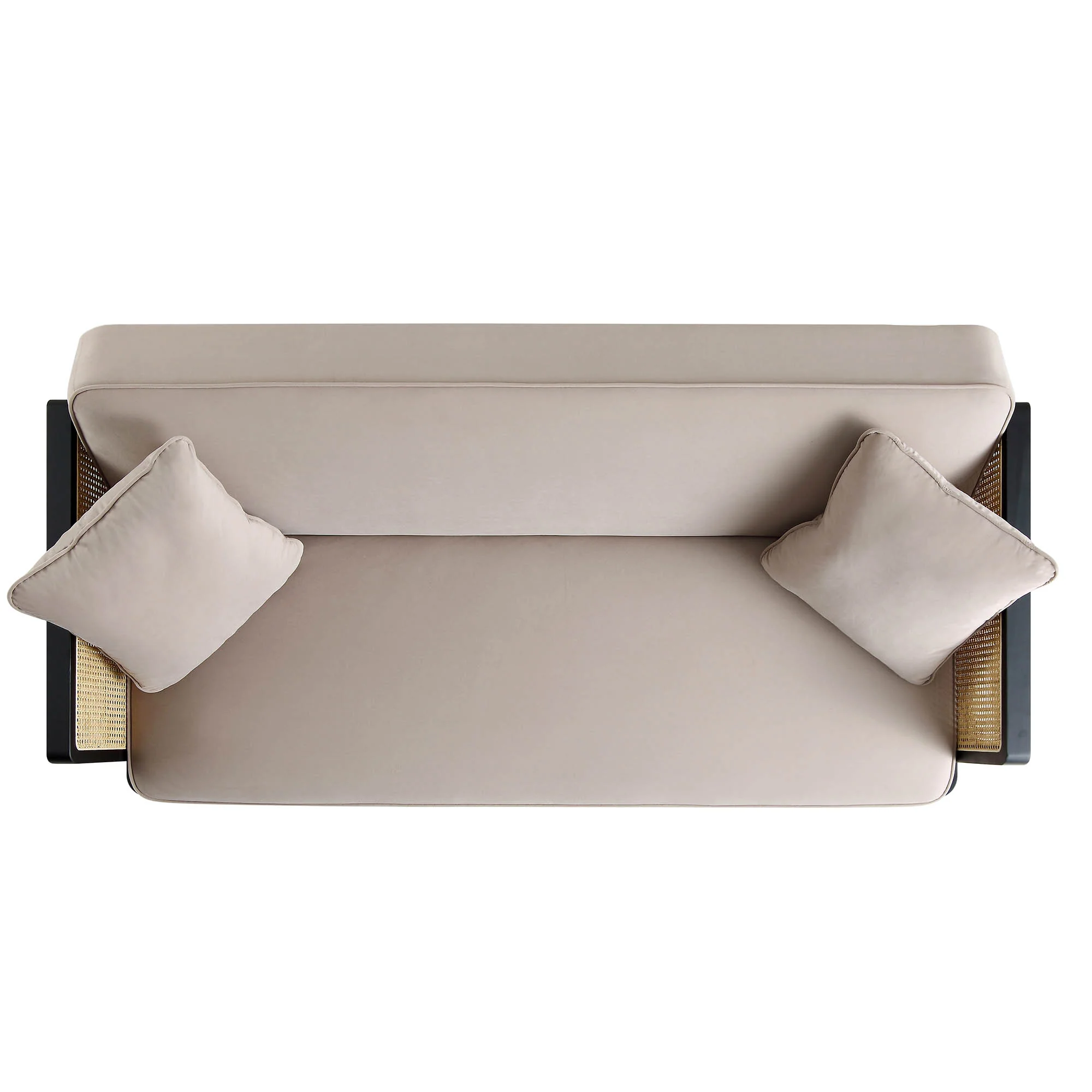 Pienza Cane Sofa Bed, Taupe Velvet with Black Solid Wood Frame - Image 7