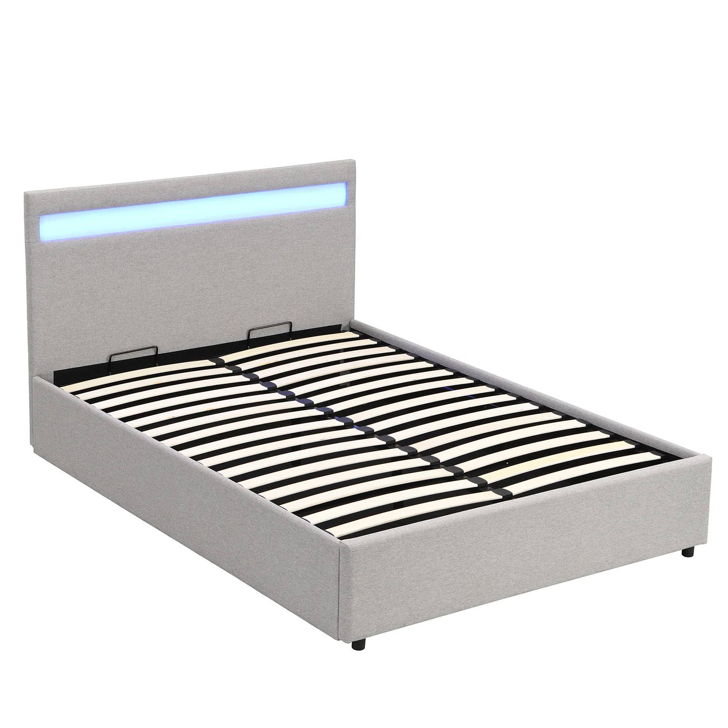Pimlico End Opening Ottoman Storage Bed Frame with Multi-colour LED Headboard (Grey Fabric) - Image 3