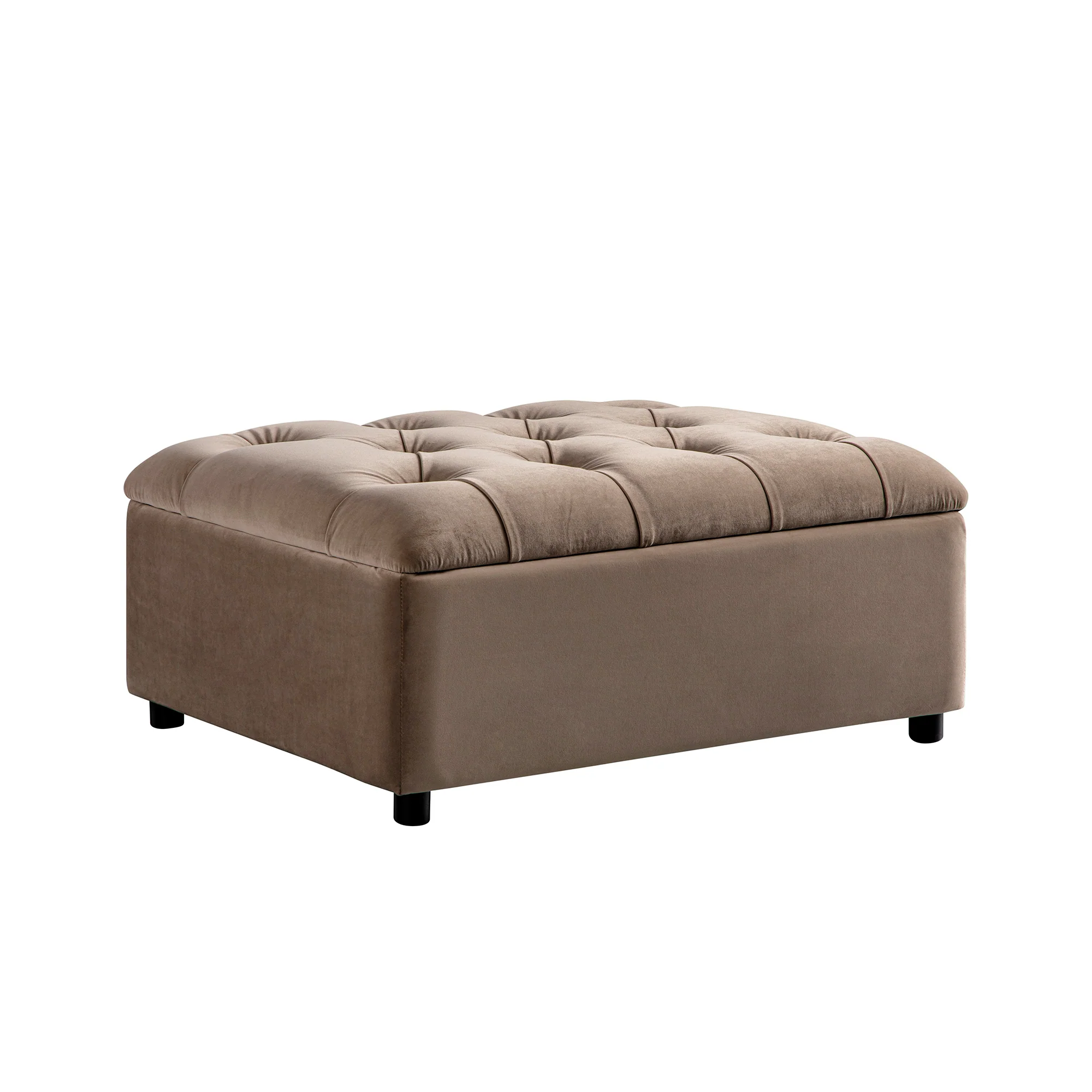 Portland Single Buttoned Fold-Out Bed in Ottoman, Mink Velvet - Image 11