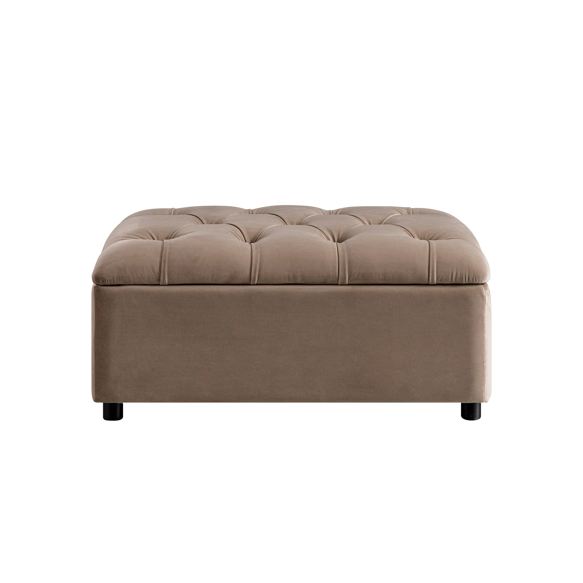 Portland Single Buttoned Fold-Out Bed in Ottoman, Mink Velvet - Image 14