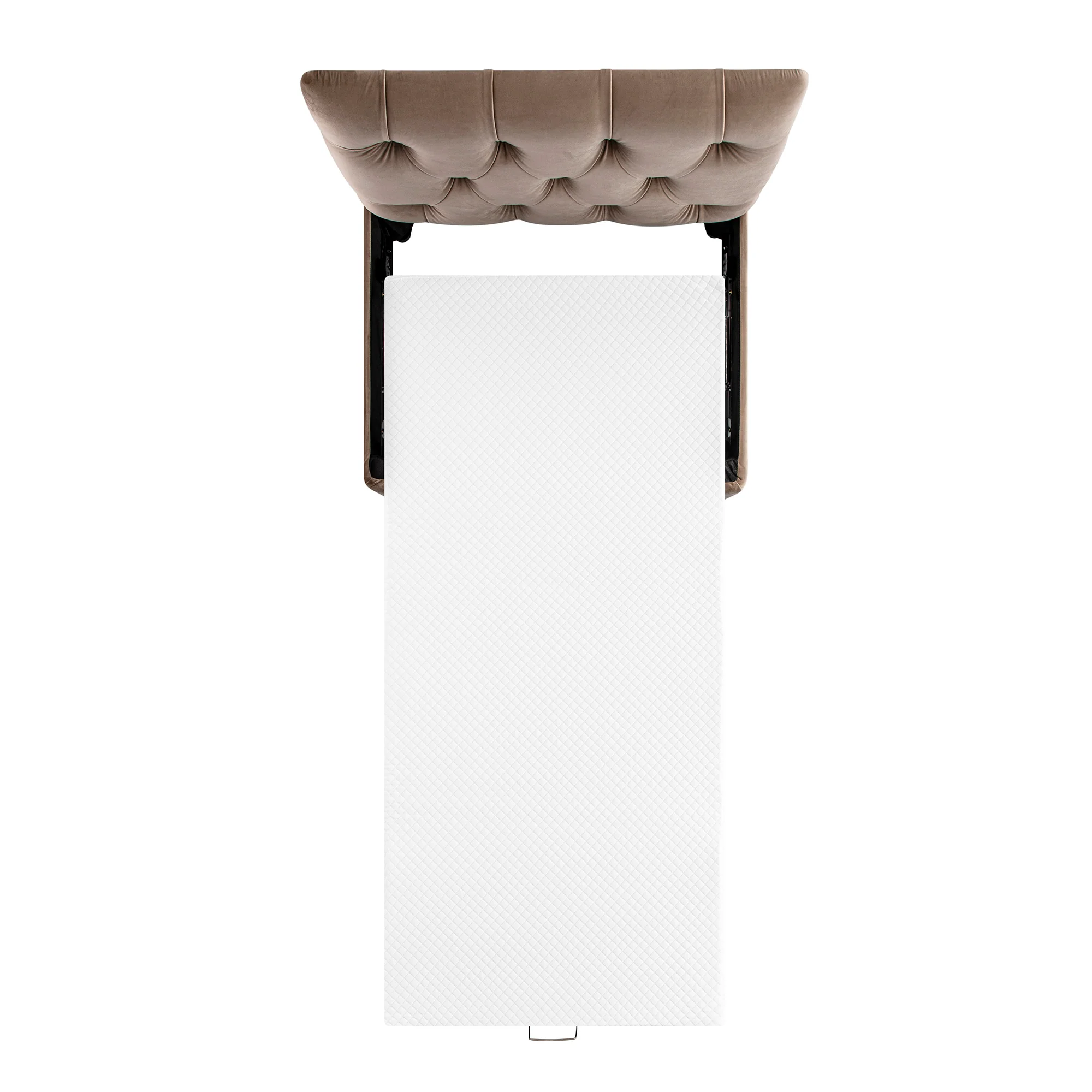 Portland Single Buttoned Fold-Out Bed in Ottoman, Mink Velvet - Image 17