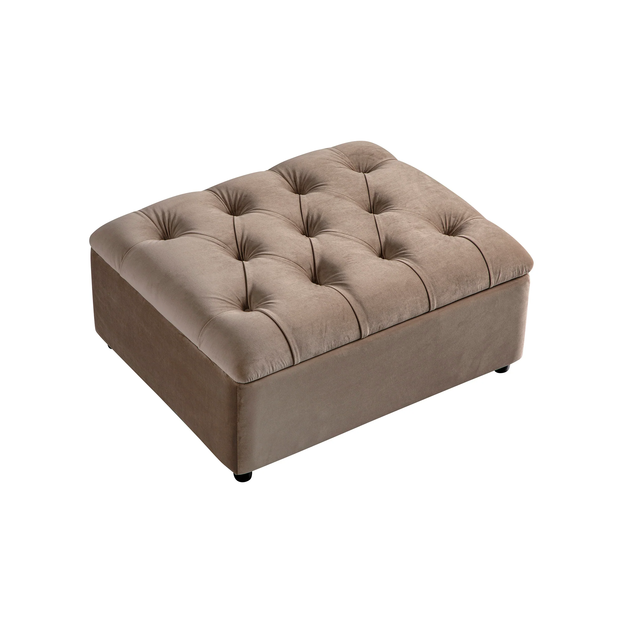 Portland Single Buttoned Fold-Out Bed in Ottoman, Mink Velvet - Image 18