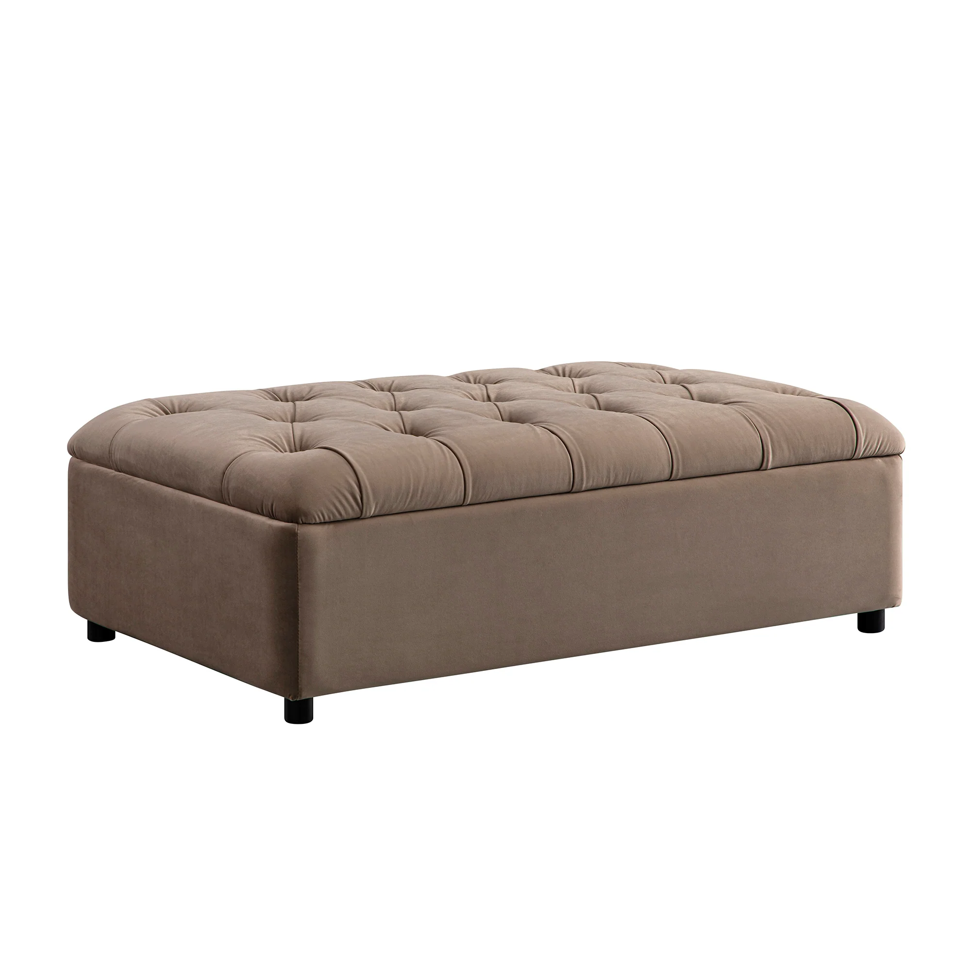 Portland Small Double Buttoned Fold-Out Bed in Ottoman, Mink Velvet - Image 12